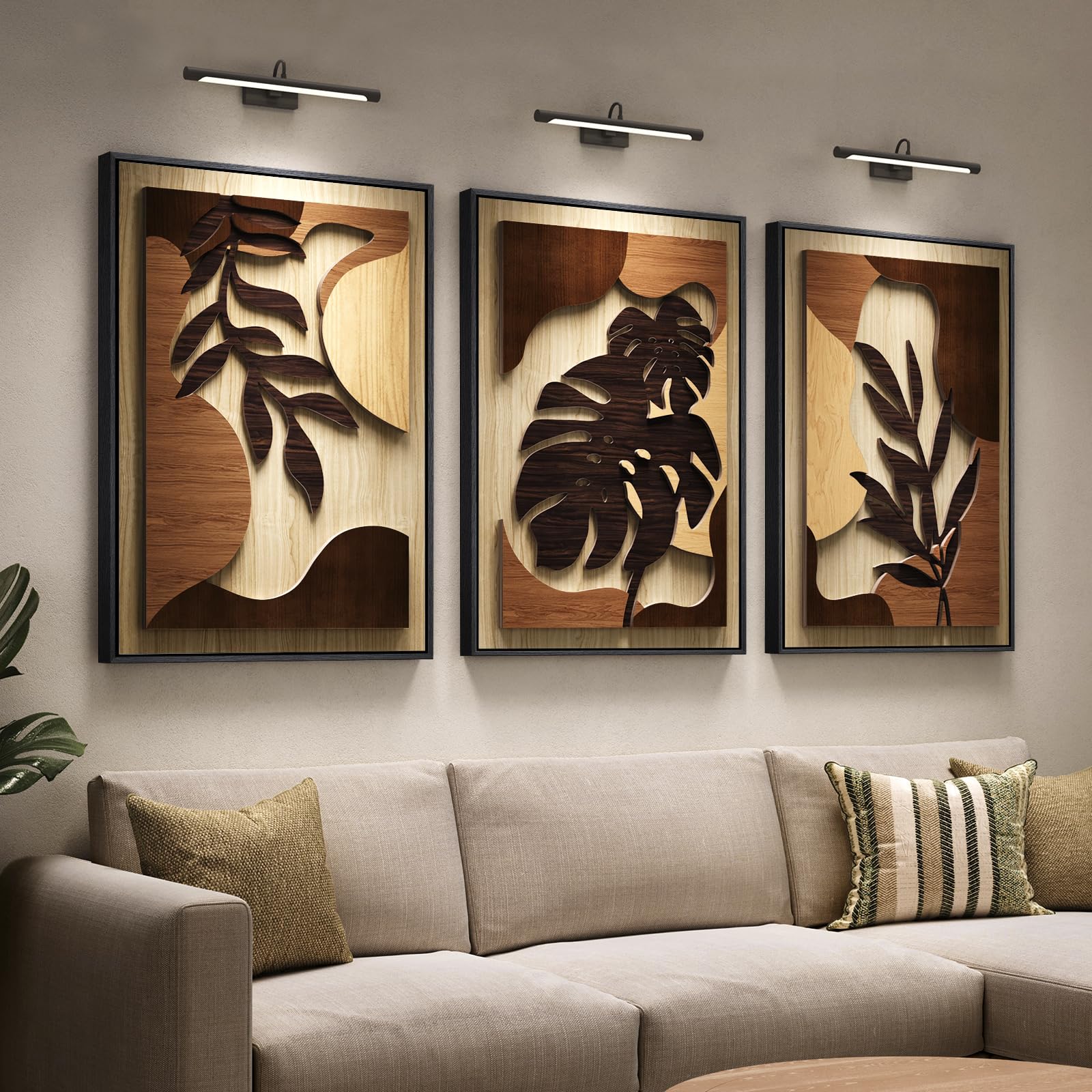 立体アート 3点セット モダン インテリア ART DECO 木製フレーム Amazon.com: Framed Textured Wood 3D Wall Art for Living Room