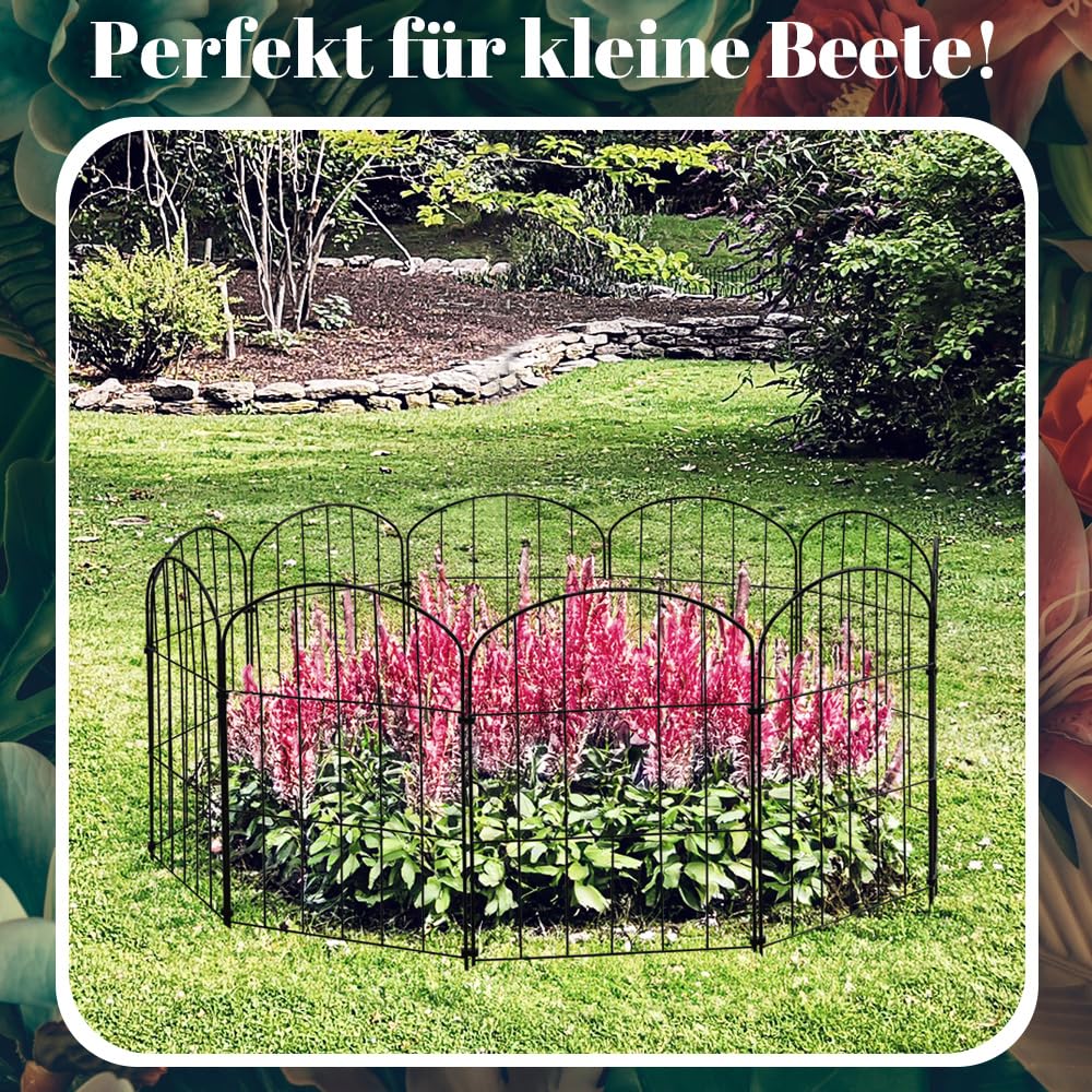 Recinzione da Giardino a innesto 10 Elementi di Recinzione per Cani in Metallo 43 cm Recinzione a Rete Nero
