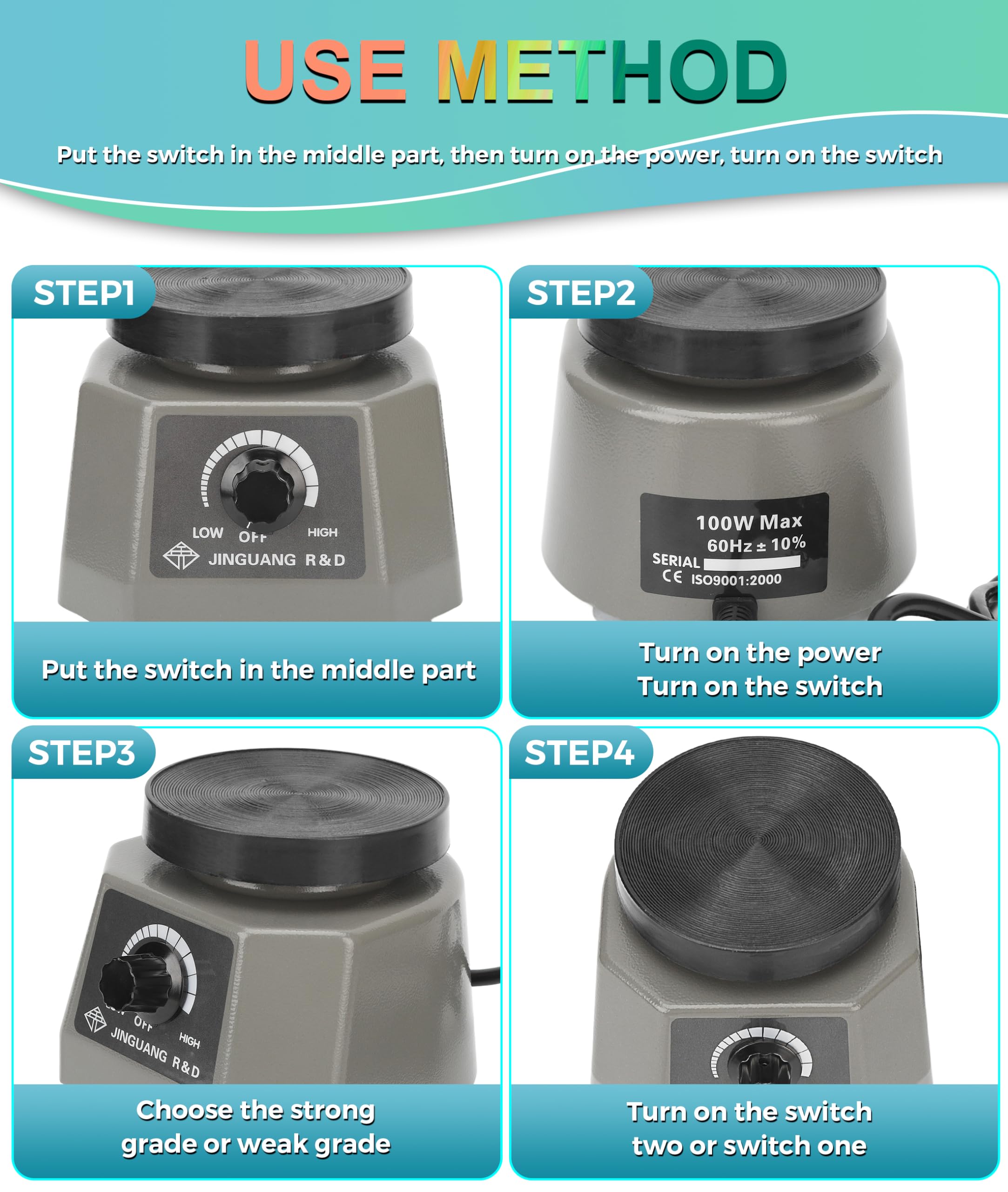 Laboratoriumvibrator 4 Ronde Shaker, Ronde Plaat Gipsmengmachine, Tandartsvibrator Laboratoriumapparatuurmachine, Gipsvibratorplaat voor Het Mengen van Gips, Gips, (EU-stekker
