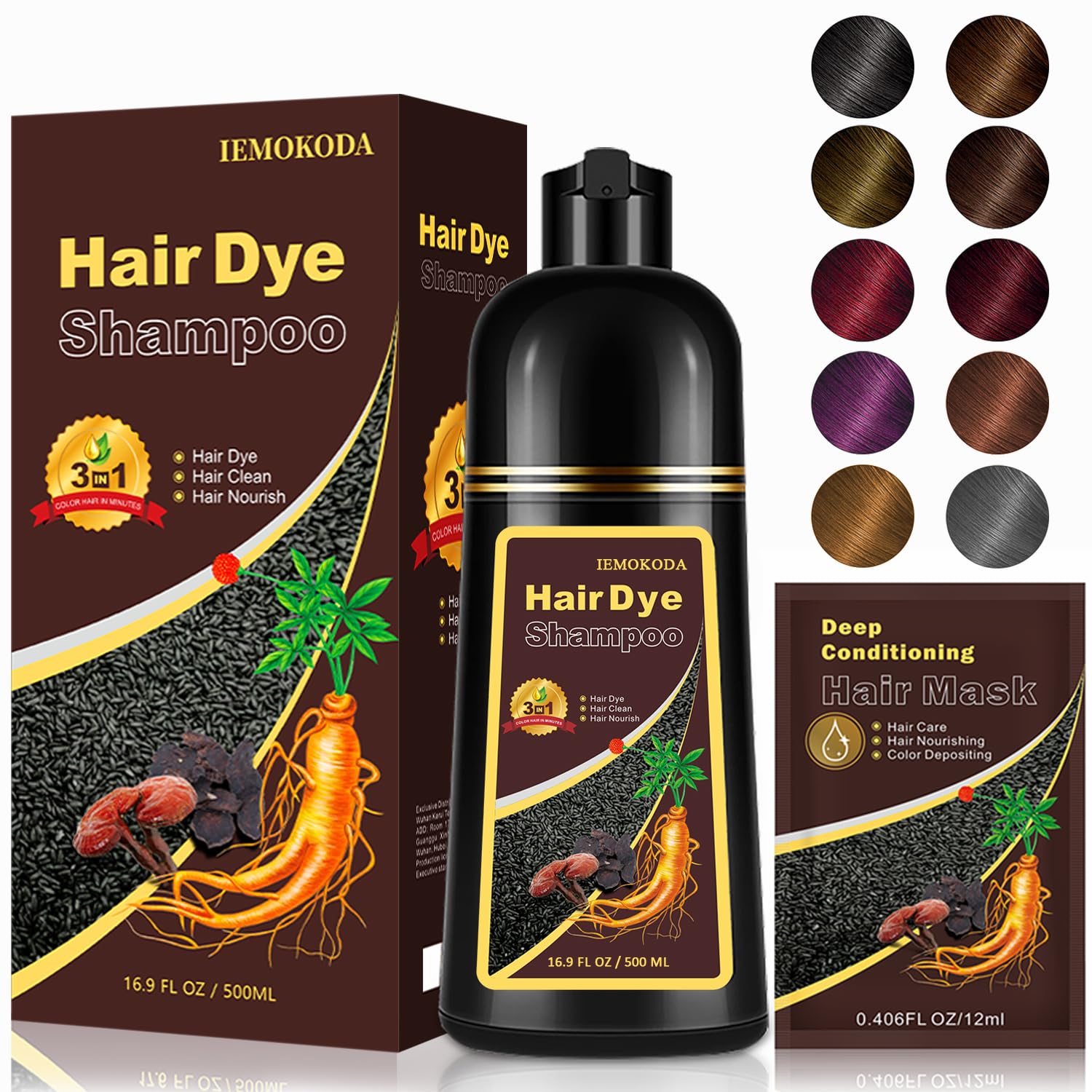 Hair Dye Shampoo in Coffee - Washes In Rich Color Easy At-Home Color Shampoo Hair Dye for Women