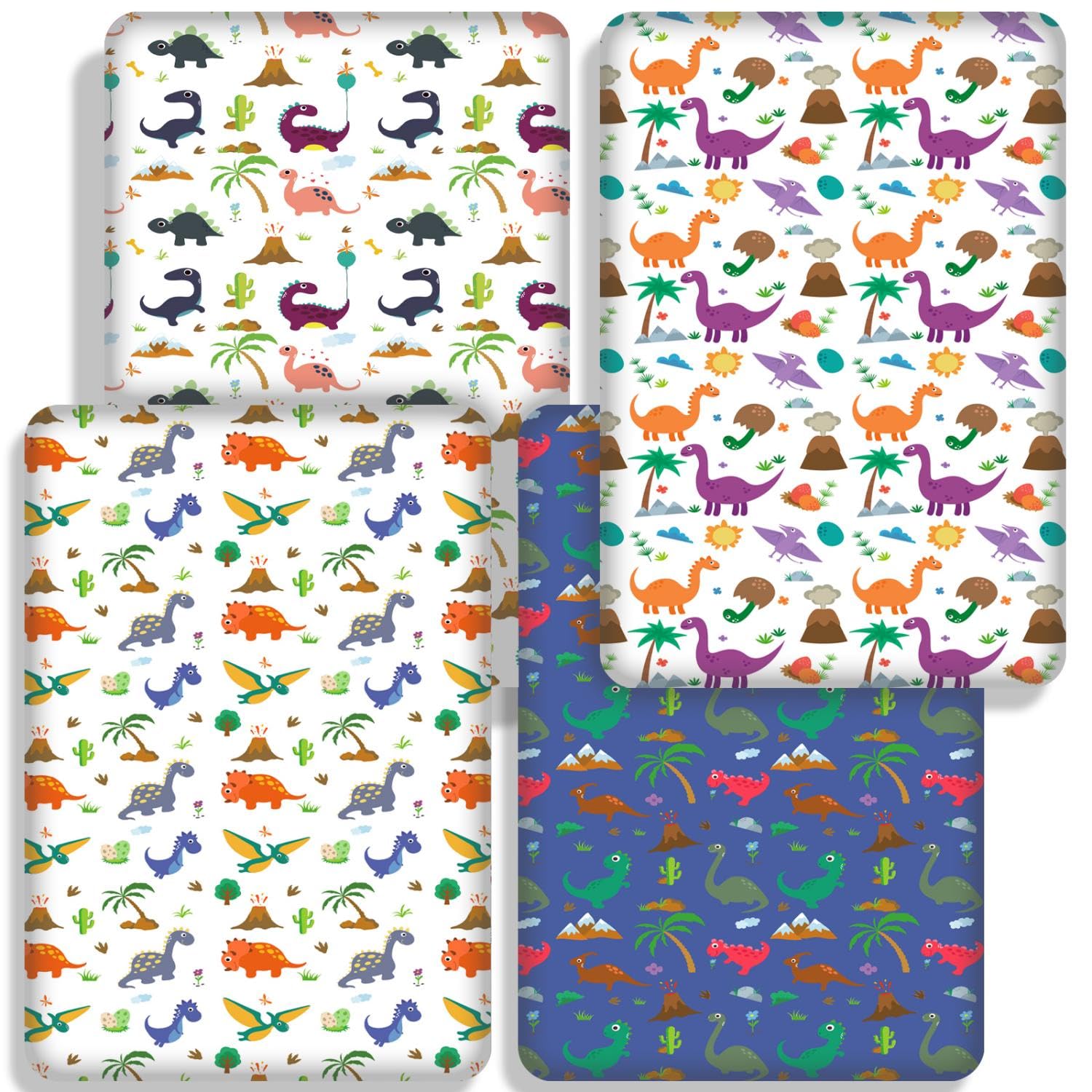 Cot Bed Sheets 140 x 70cm Fitted Baby Cot Sheets Set of 4,Breathable Soft Microfiber Fitted Baby Bed Sheets(Dinosaur) - Image 4