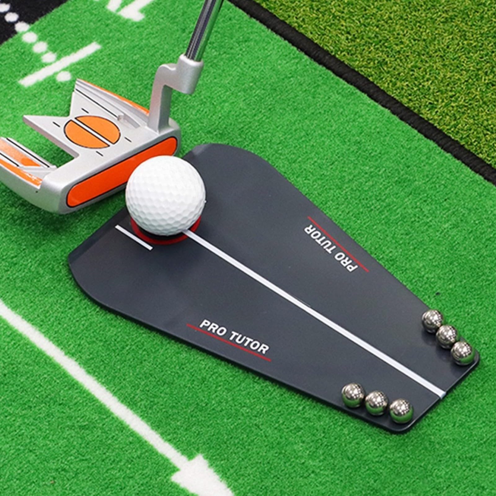 Amagogo Golf-Putting-Übungsbrett aus flach Putting-Ausrichtungs mit stahlbällen kompakt für Golfer, zuhause