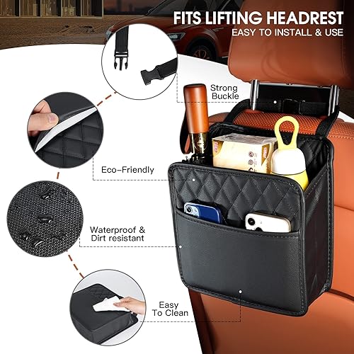 Miniatura 3 de Bolsa colgante para asiento de coche, soporte para documentos de automóvil, bolsa de botella con múltiples bolsillos, caja de almacenamiento,
