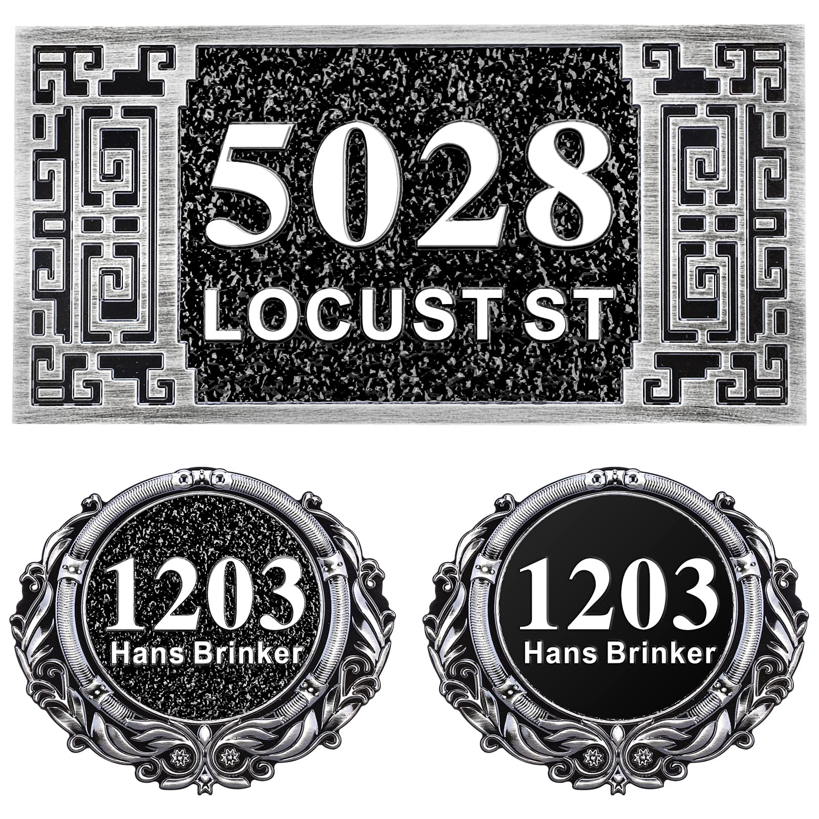 Personalized Cast Address Sign House Number Home Address Plaque 12 Inch, Custom Steet House Number Sign, Metal or Acrylic Antique Brass for Outside Vintage