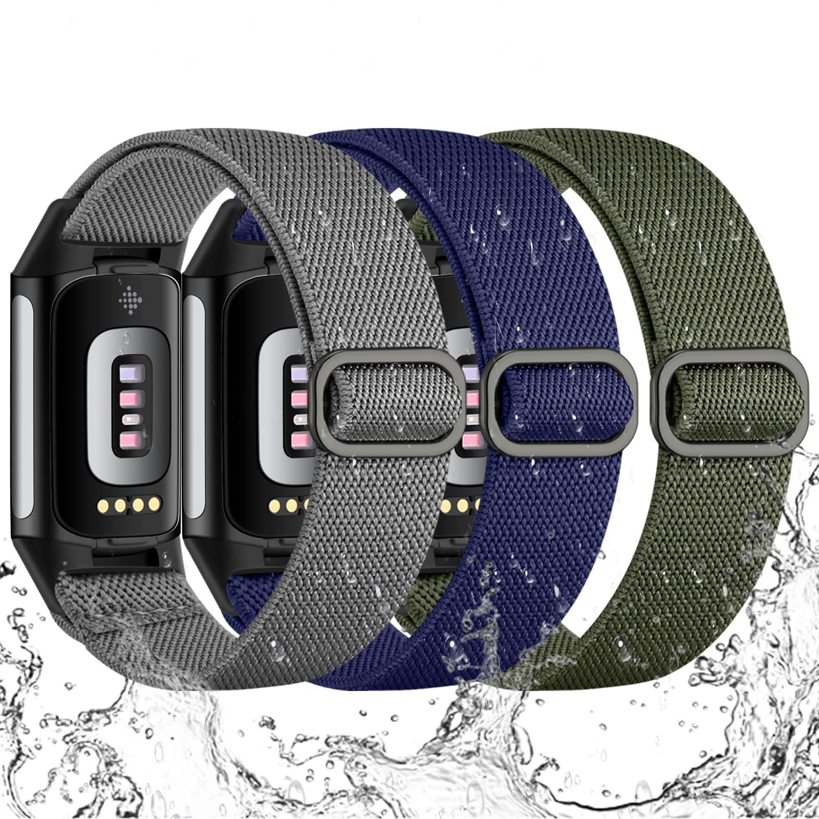 Epova Compatible with Fitbit Charge 6 Strap - Fitbit Charge 5 Strap for Women Men, Waterproof Soft Elastic Nylon Sport Replacement Bands for Charge 5/ Charge 6 Fitness Tracker Accessories