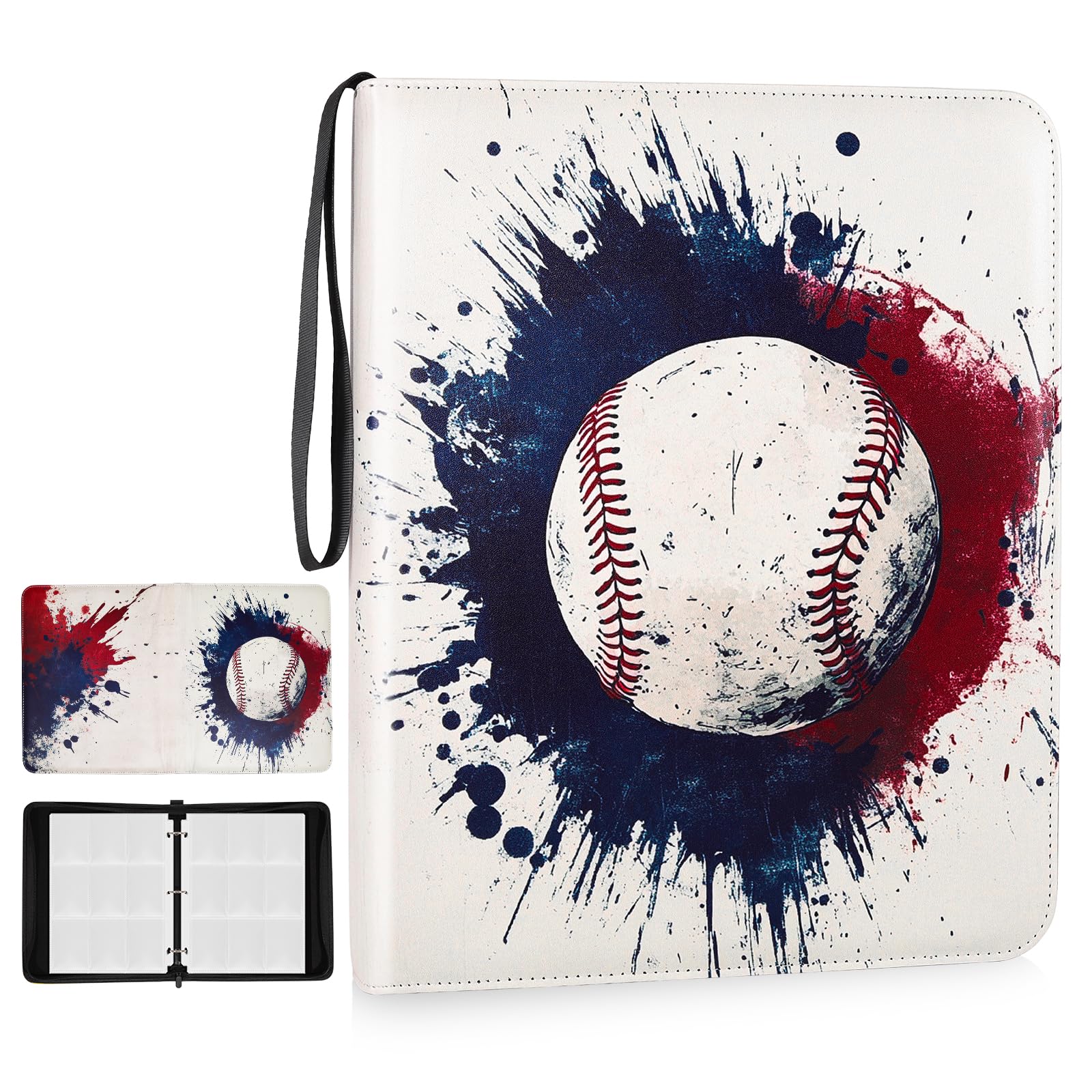 9-Pocket Baseball Card Binder, 900-Card Capacity with 50 Removable Double-Sided Pages, 3-…