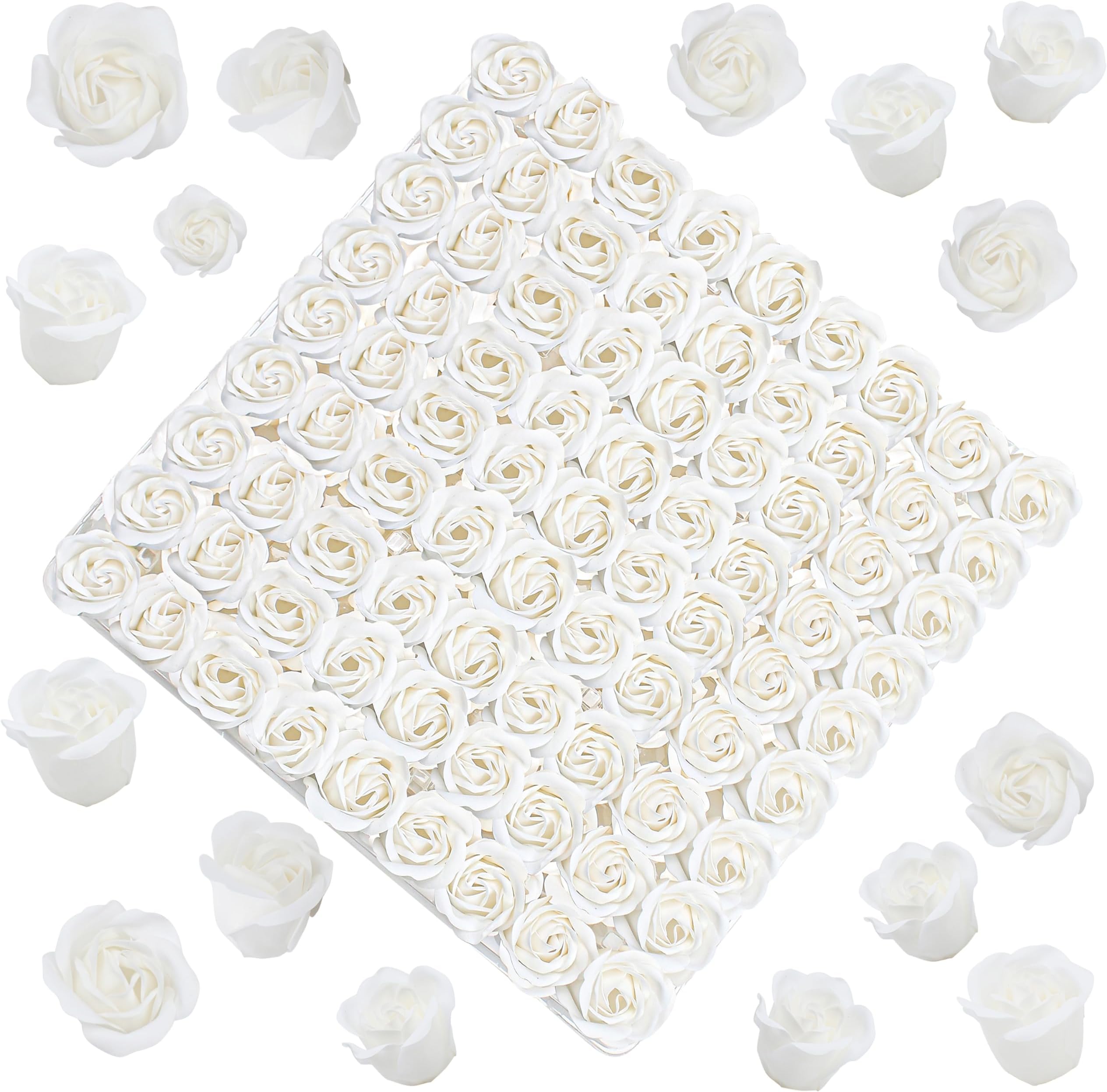 81Pcs/Set Handmade Bath Soap Shower Rose Flower Floral Petals in Box, Mini Gifts for Women, Mom, Girlfriends, Teen Girls, Perfect for Anniversary, Birthday, Wedding Decor, Favors, Prizes