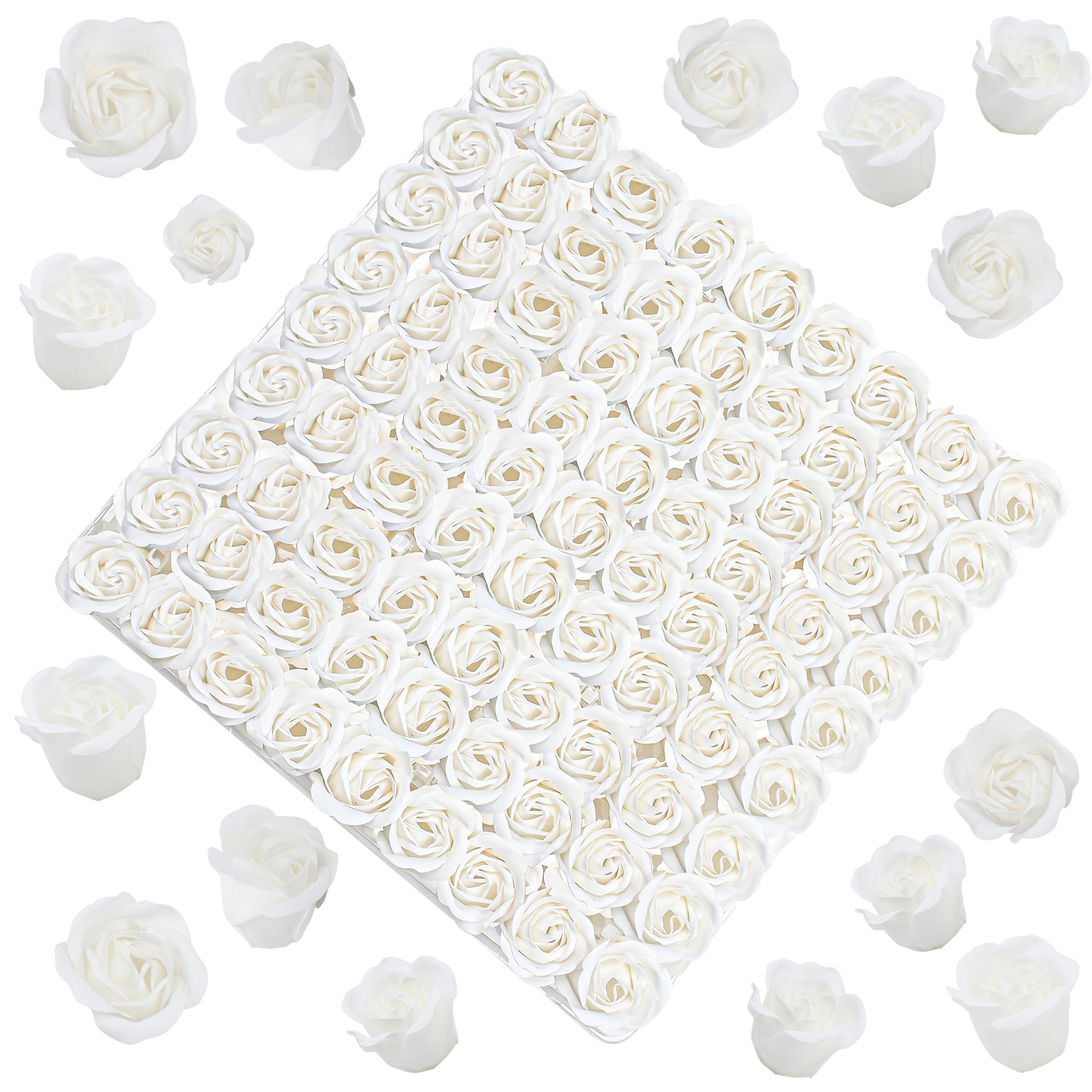 81Pcs/Set Handmade Bath Soap Shower Rose Flower Floral Petals in Box, Mini Gifts for Women, Mom, Girlfriends, Teen Girls, Perfect for Anniversary, Birthday, Wedding Decor, Favors, Prizes