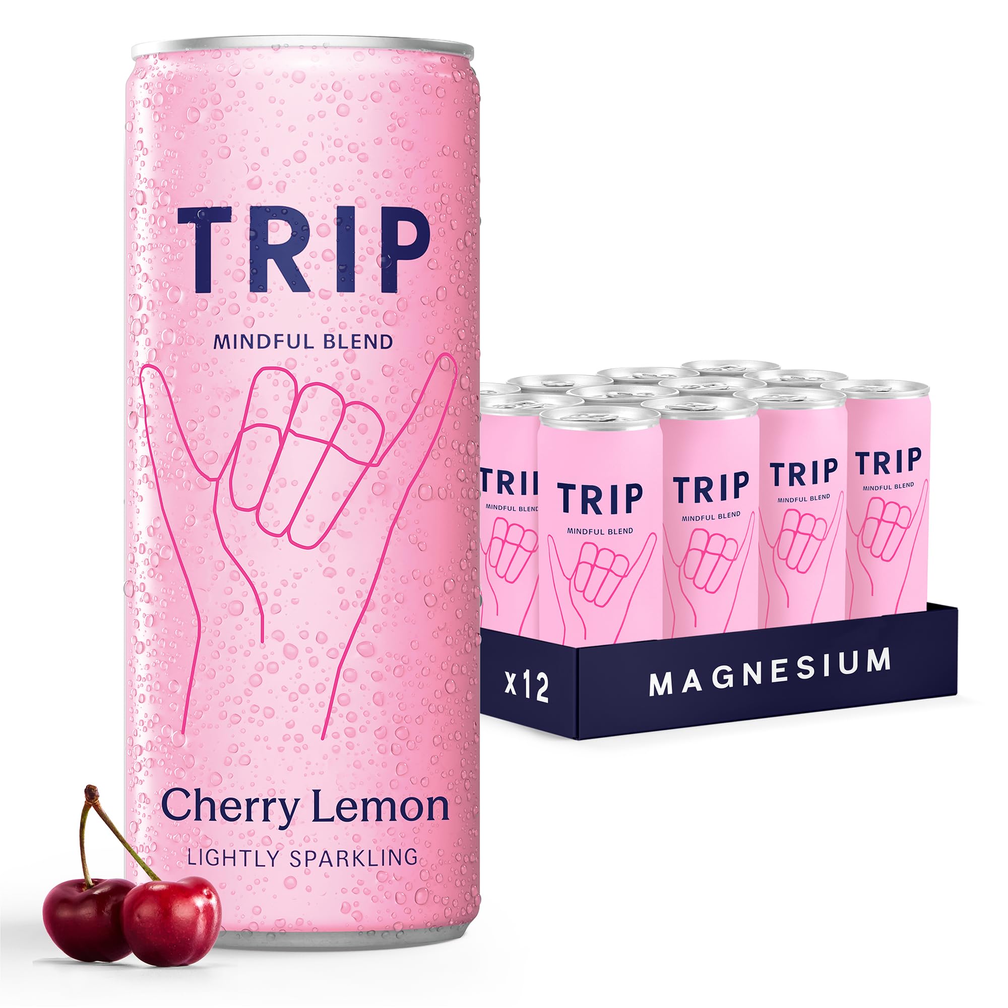 TRIP Calm Magnesium Drink, Alcohol Free Mocktail, Cherry Lemon, 12pack