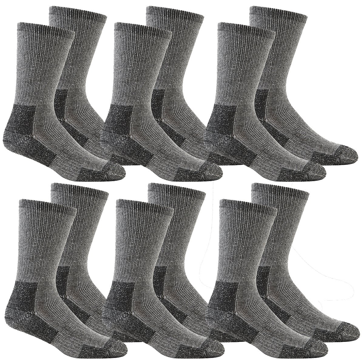 Metzuyan Men's Black - 6 Pairs Thick Work Socks - Cushioned Sole M,