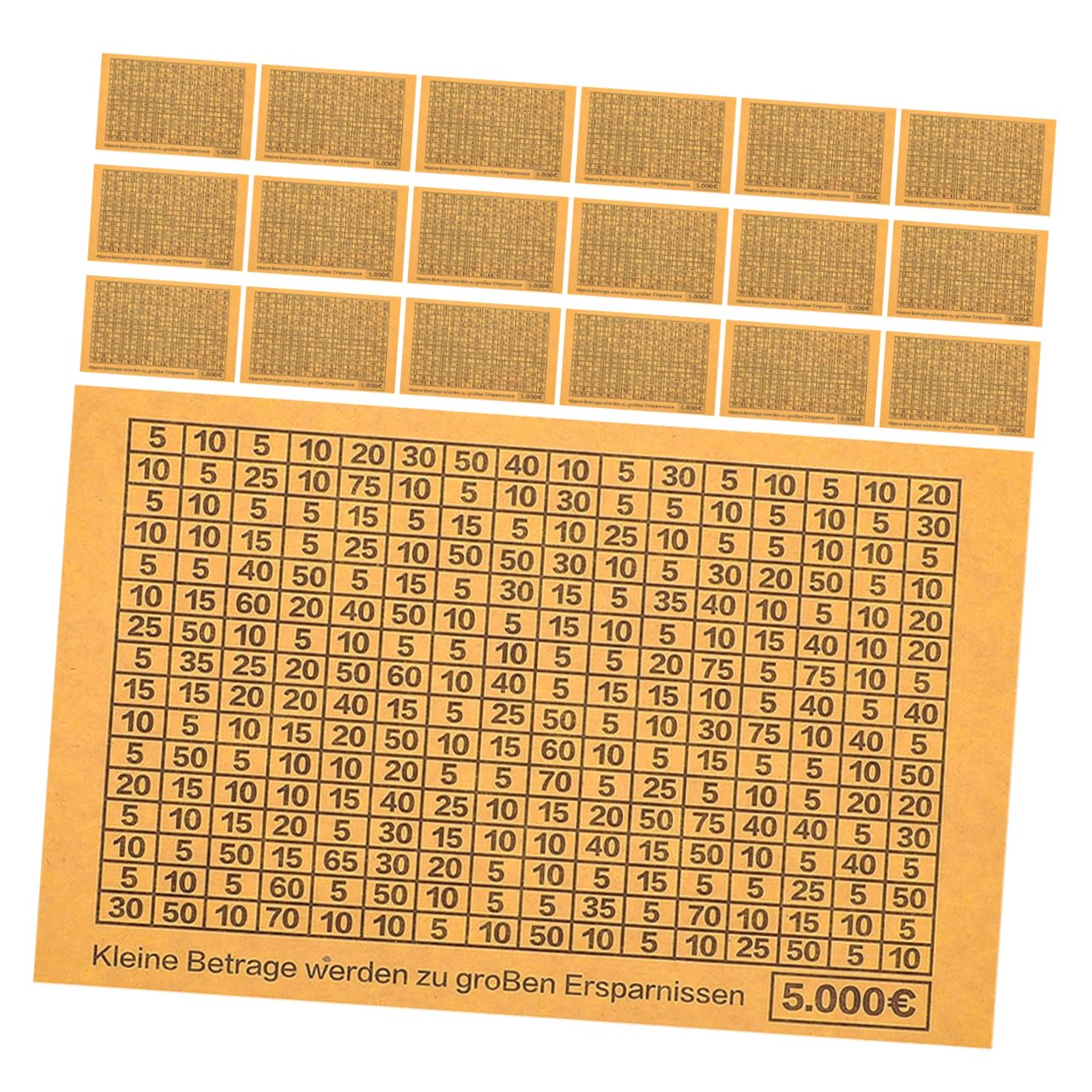 HONMEET 30 Sheets 5000 Piggy Bank Stickers Money Tracker Money Saving Stickers Savings Goal Number Sticker Savings Tracker Target Coin Bank Sticker Number Label Sticker Paper Light Brown