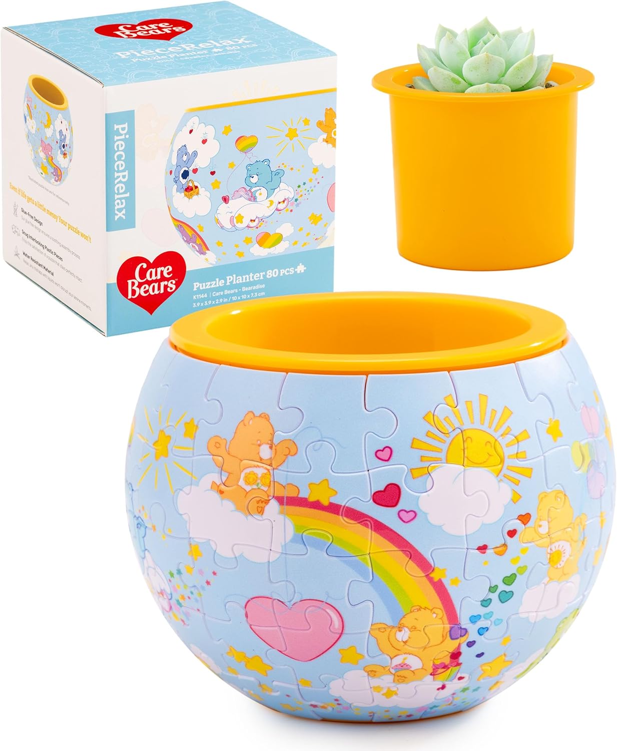 Care Bears™ X PieceRelax 3D Puzzle Planter 80 Pieces - Bearadise - Home Decor Flower Pots for Indoor Cactus, Succulents Pots [K1144]