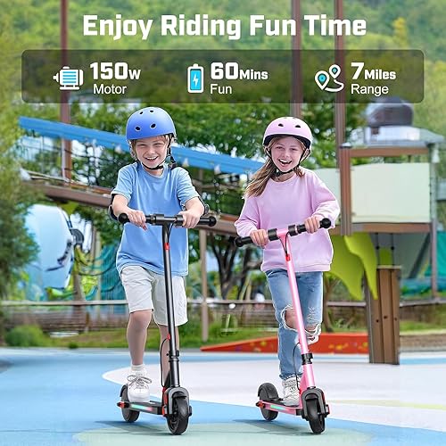 Miniatura 72 de Caroma Patinete eléctrico para niños de 6 a 14 años, motor de 250 W/180 W/150 W y 15 mph, tiempo de conducción de 85 minutos, altura y velocidad