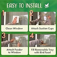 Vista 2 de Window Bird Feeder with Strong Suction Cups, Clear Window Feeders for Outside - Transparent Bird House, Balcony Glass Mount, Acrylic Cat, Kids &
