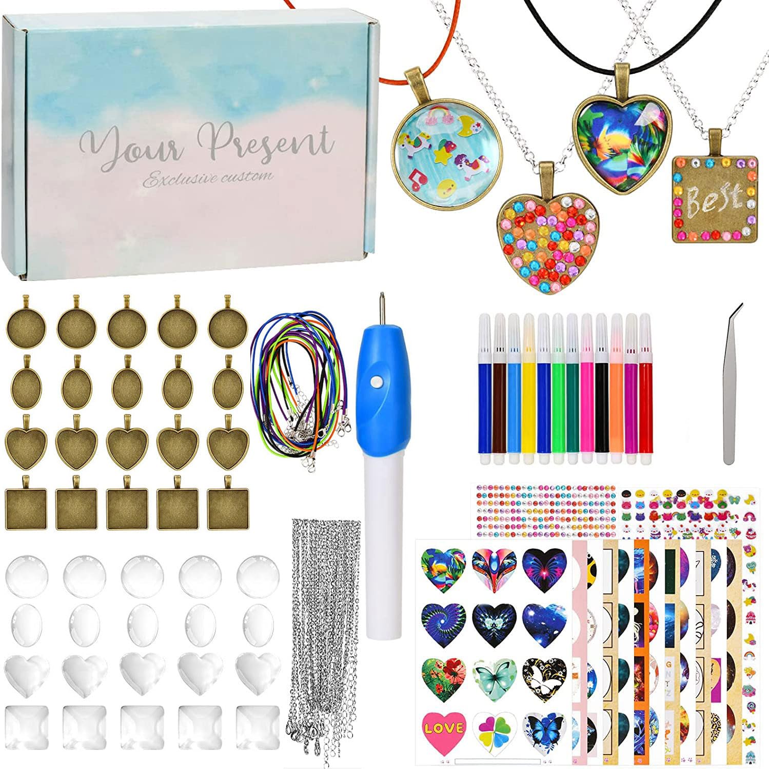 Regalos para niñas de 5 a 13 años, Johgee para manualidades, joyas para niñas, set con grabado a pilas, regalo de Pascua, para niñas de 5, 6, 7, 8, 9, 10, 11 años