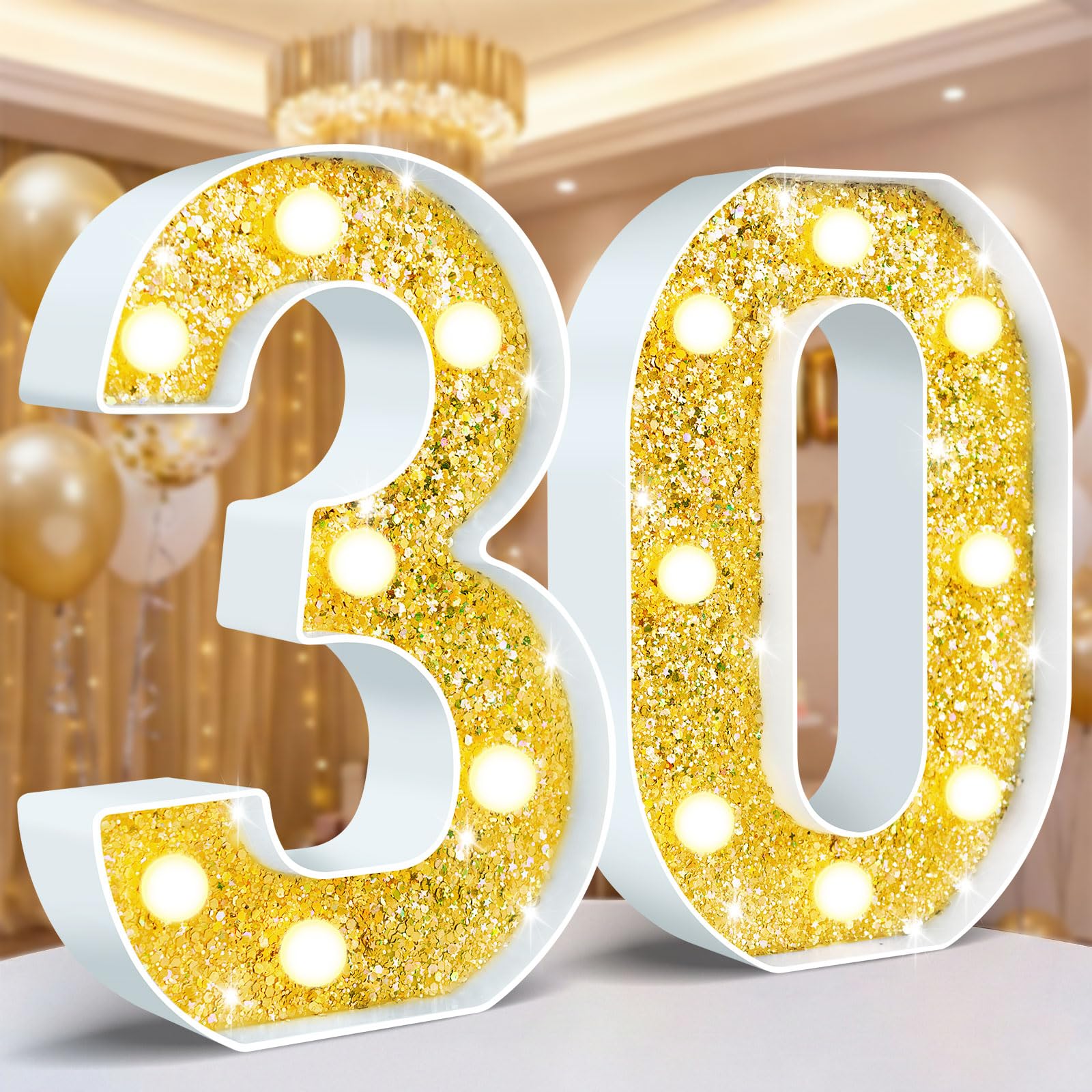 Ledido LED Light Up Marquee Numbers Sign - Cool & Warm Light up Numbers for 40th Birthday Decorations, LED Number Lights for Wedding Anniversary Grad Home Bedroom Table Wall Party Decor, Number 40 — view 120