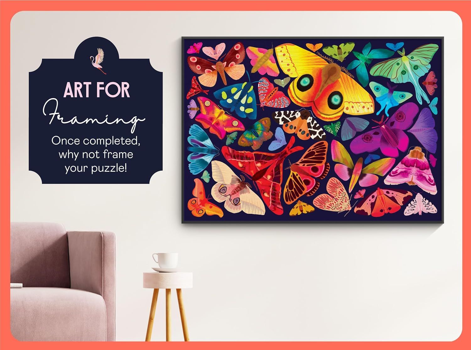 Elena Essex 1000 Piece Puzzle for Adults - Midnight Moths | Jigsaw Puzzles 1000 Pieces | Cool Colorful Butterfly Wildlife Puzzle | Puzzles Size 28x20inches