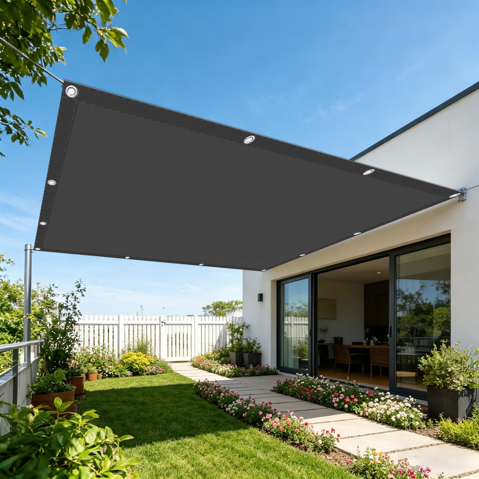 Voile d'ombrage extérieur 300x340 cm bâche solaire pour balcon et patio