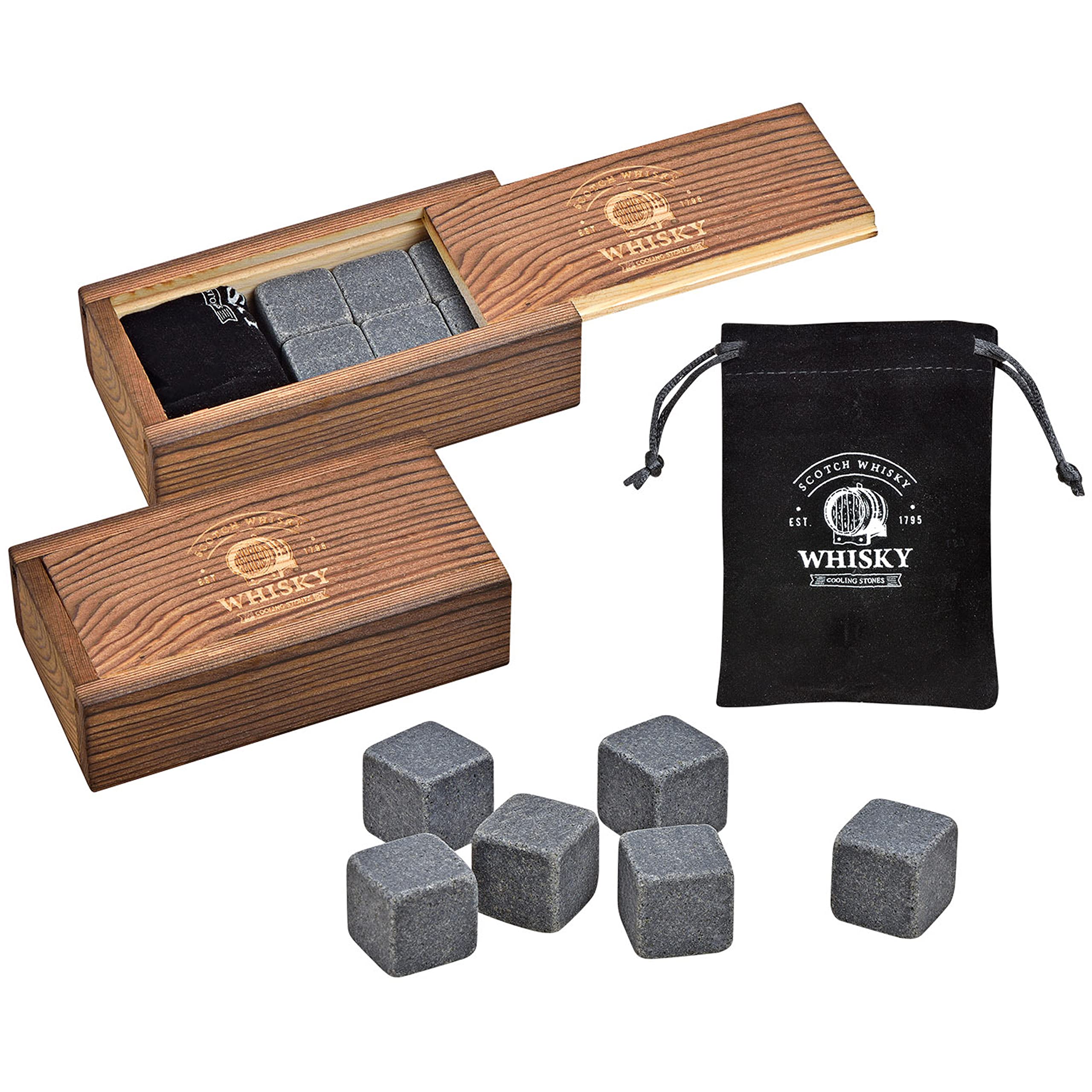 6 Whisky Stones In Acciaio Inox - Cubetti Refrigeranti Riutilizzabili Per Drink L 423719