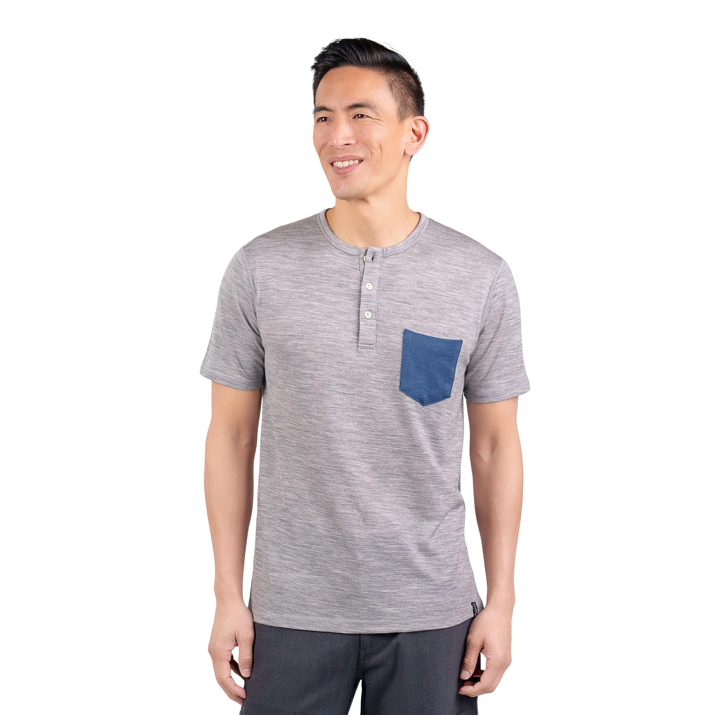 Woolly Clothing Co Maglietta Serafino a Maniche Corte in Lana Merino da Uomo (190 g/m²)