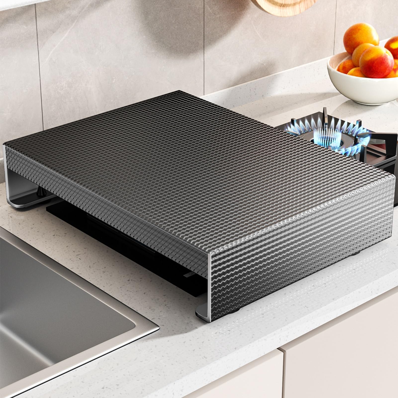 Tapis antidérapant en caoutchouc souple et couvre plaque de cuisson gaz anti-rouille