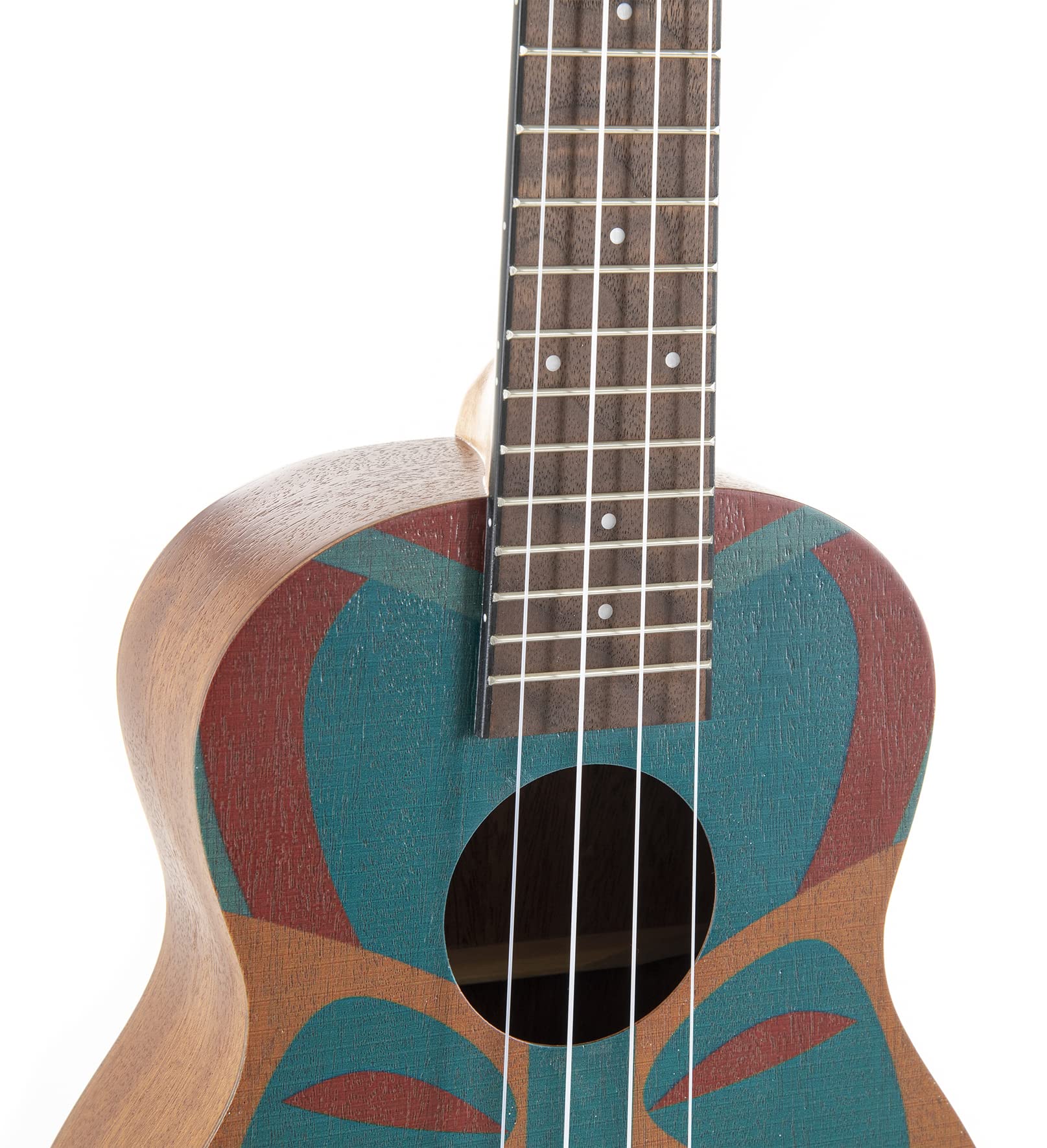 GEWA Concert Ukulele Manoa Tiki - Korpus Sapelli - Tiki Design 2 - mehrfarbig/Naturholz dunkel seidenmatt - inkl. gepolstertem Gig Bag - K-CO-TB