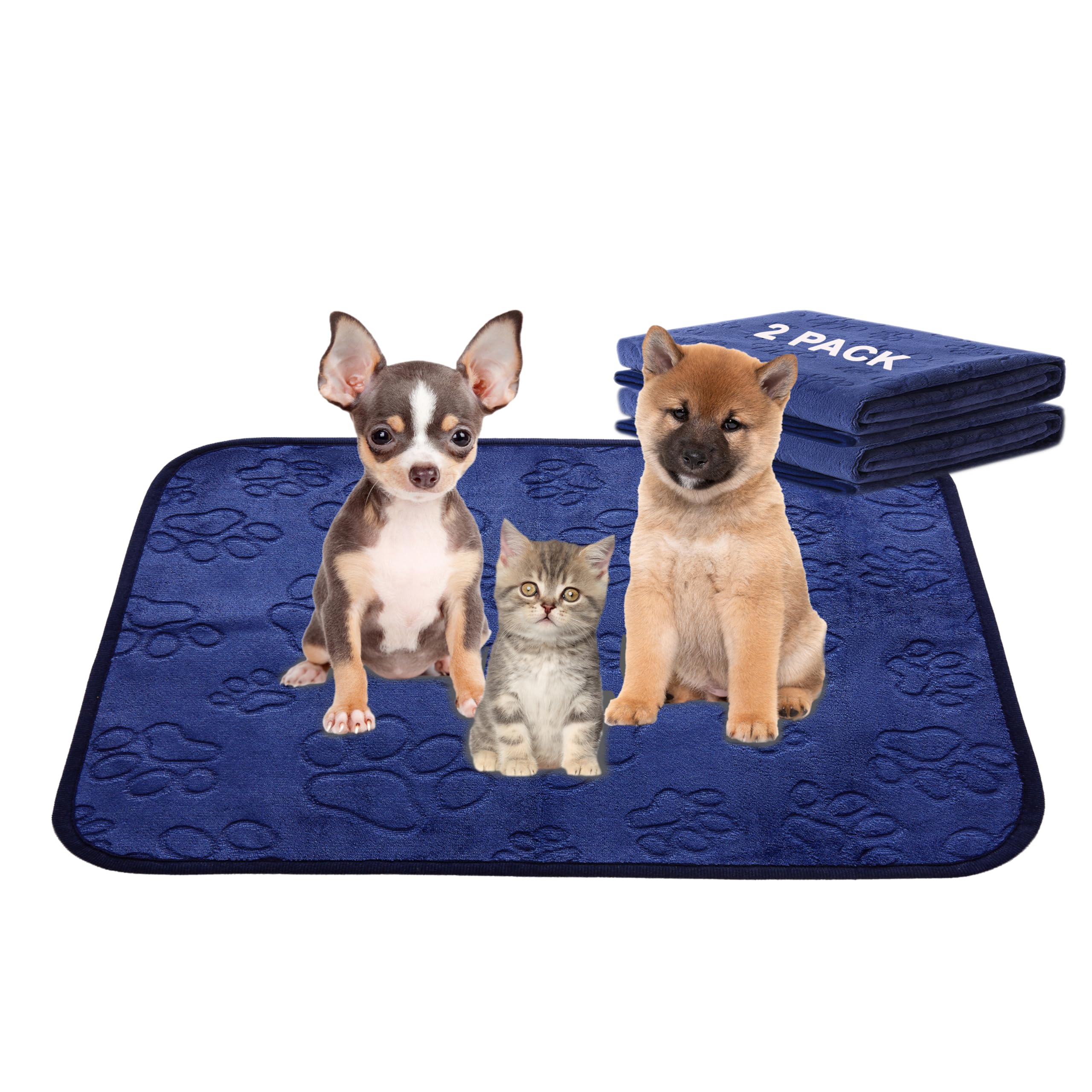 Qeils Reusable Puppy Pads, 18"x 24" 2 Pack Washable Pee Pads for Dogs, Waterproof Non Slip Wee Wee pad, Absorbent and Leakproof Training Mats for Potty, Crate, Playpen, Bed, Sofa