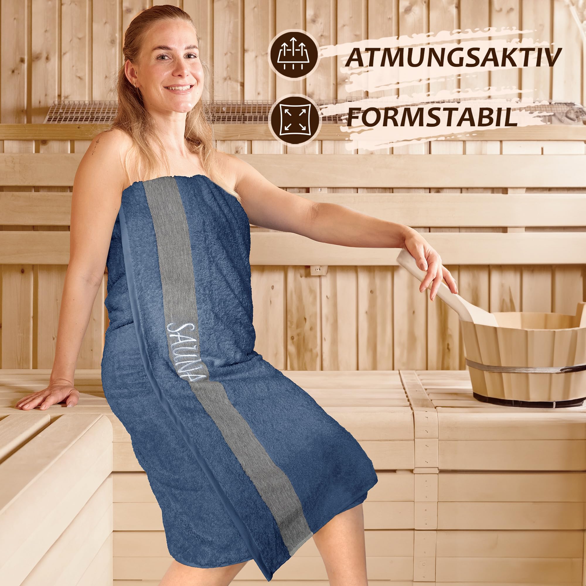 Lashuma Serviette de sauna pour homme Lima grande serviette de plage XXL Bleu jean 100 x 200 cm