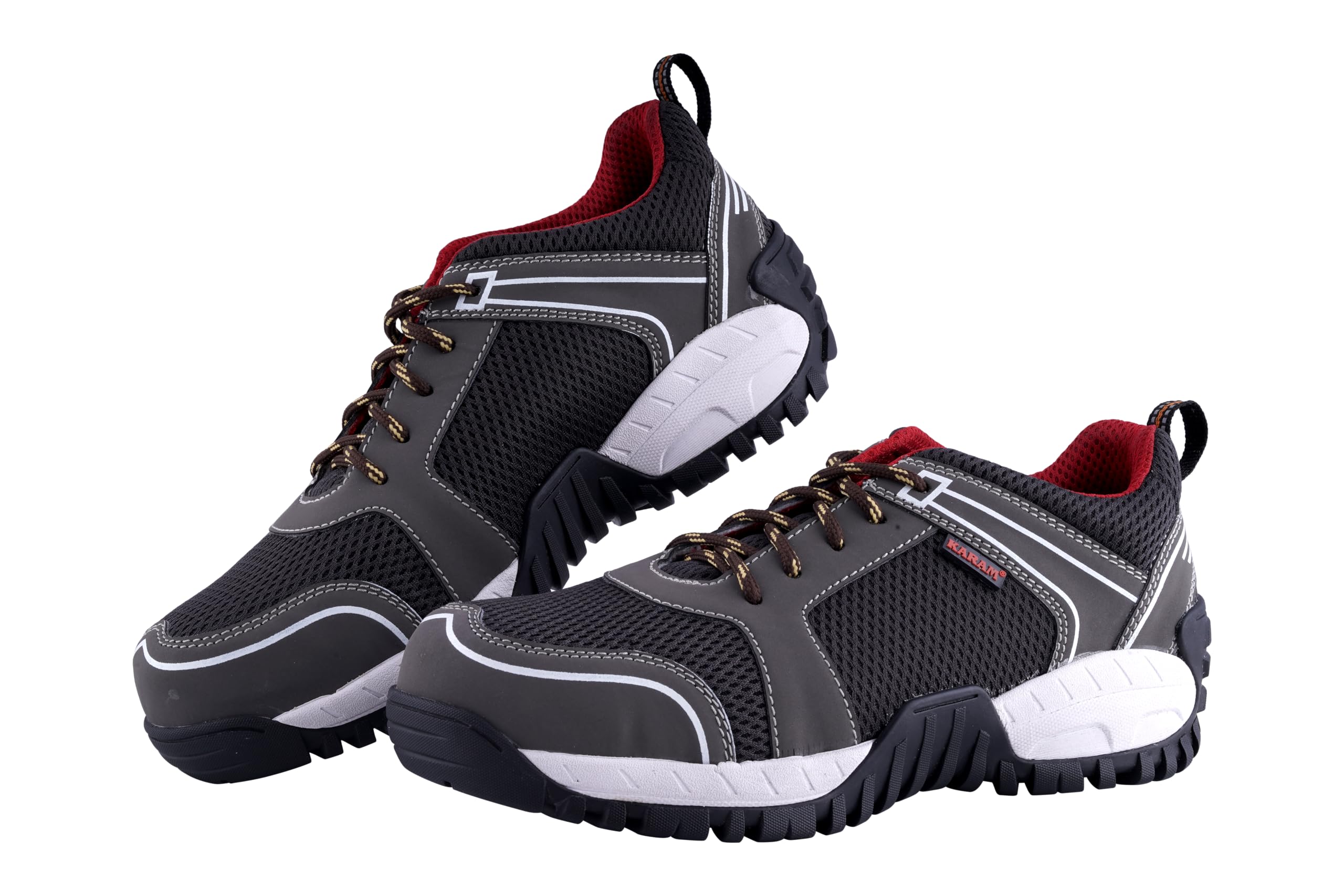 Karam FS251 Grey Microfiber PU Leather Lightweight Safety Shoes for Men | Double Density, Antistatic, Antislip & Abrasion Resistance with Fiber Toe Cap | Size-11-image-40