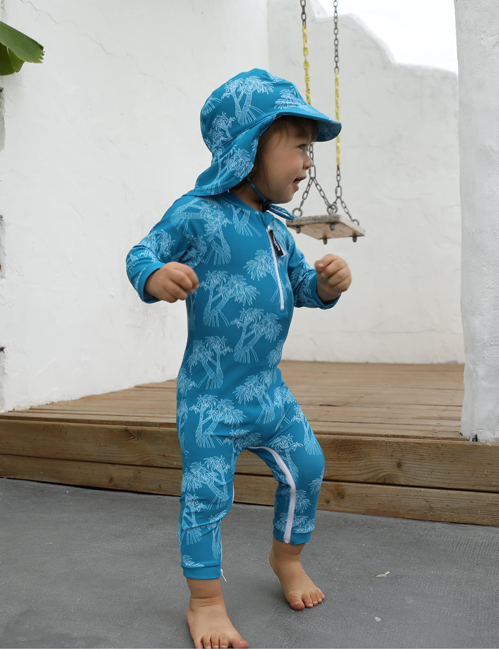 weVSwe Baby Toddler Boy Swimsuit Long Sleeve Baby Swimwear UPF 50+ Sun Protection Rash Guard Swimming Costume with Crotch Zipper 0-3 Years — view 30