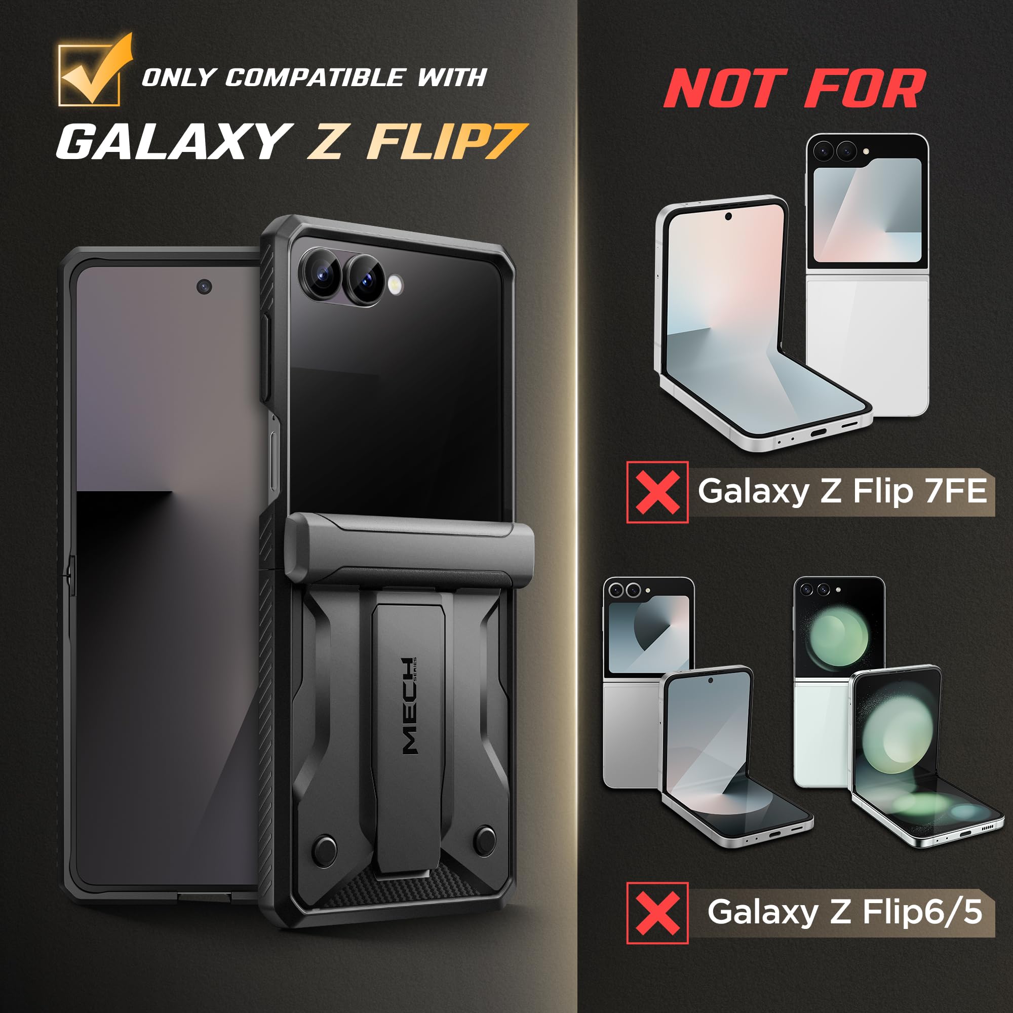 Tongate Custodia Flip Seven per schermo con protezione, nero