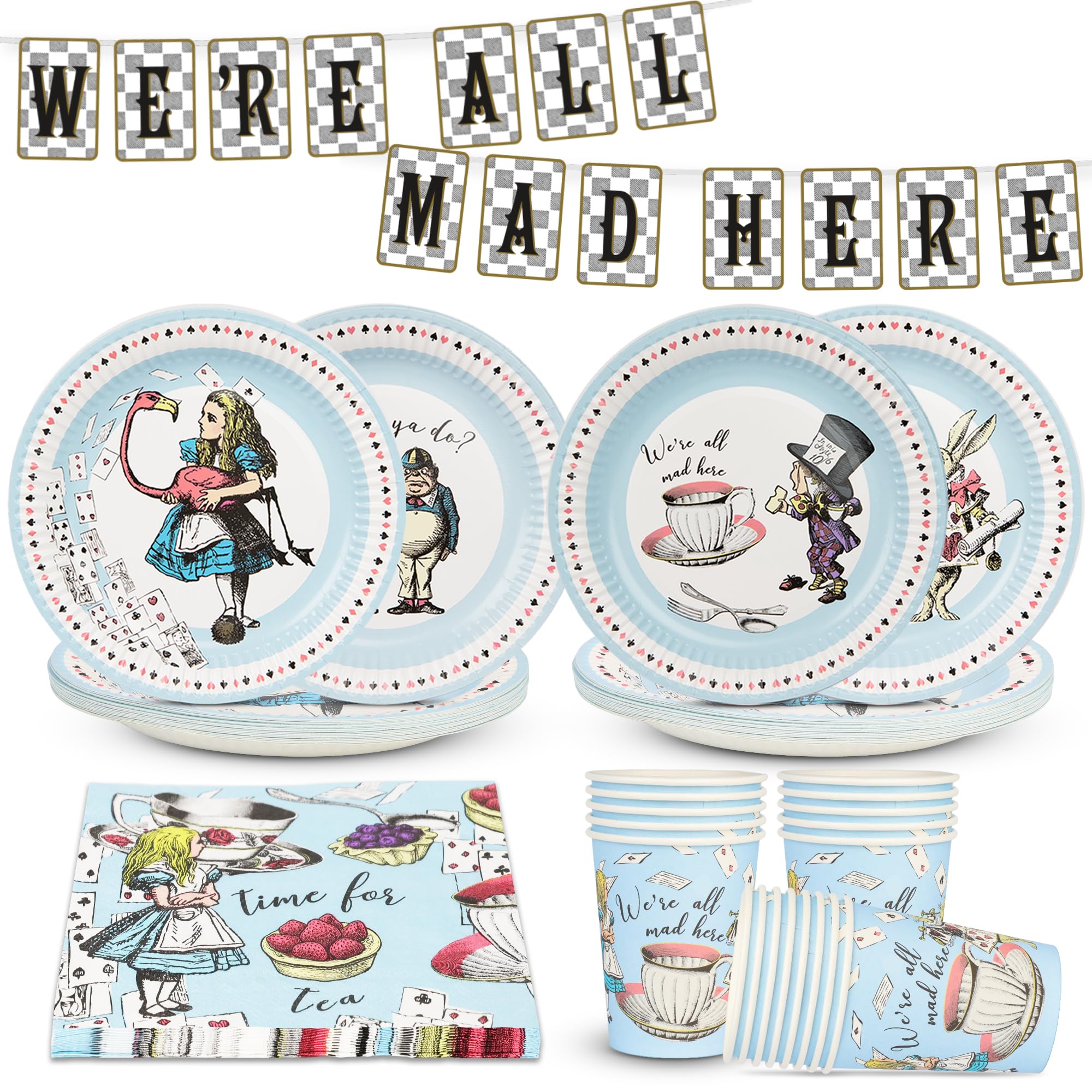 8 Piatti Di Carta Alice Nel Paese Delle Meraviglie - Diametro 23 Cm, Per Feste E Compleanni