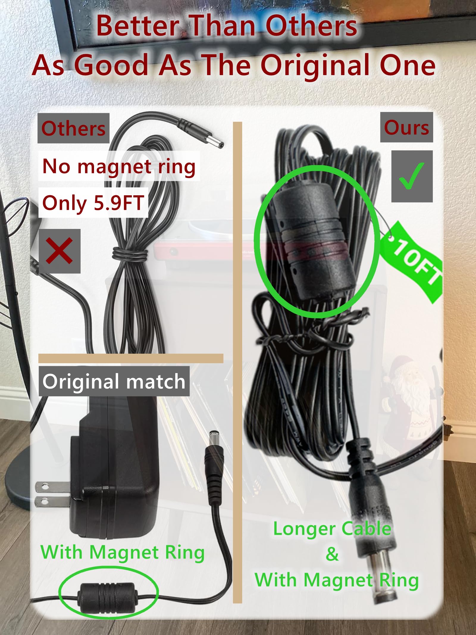 Cavo di alimentazione da 12 V per Audio Technica Cavo di ricarica per giradischi per Audio-Technica AT-LP60X AT-LP60X-BK AT-LP60X-BW AT-LP60XBT-RD AT-LP120XUSB-BK Adattatore di alimentazione DC