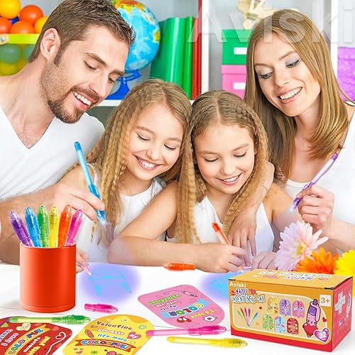 Miniatura 6 de Aviski 32 piezas de regalos para el día de San Valentín para el aula, tarjetas de San Valentín con bolígrafos, juguetes novedosos para niños y