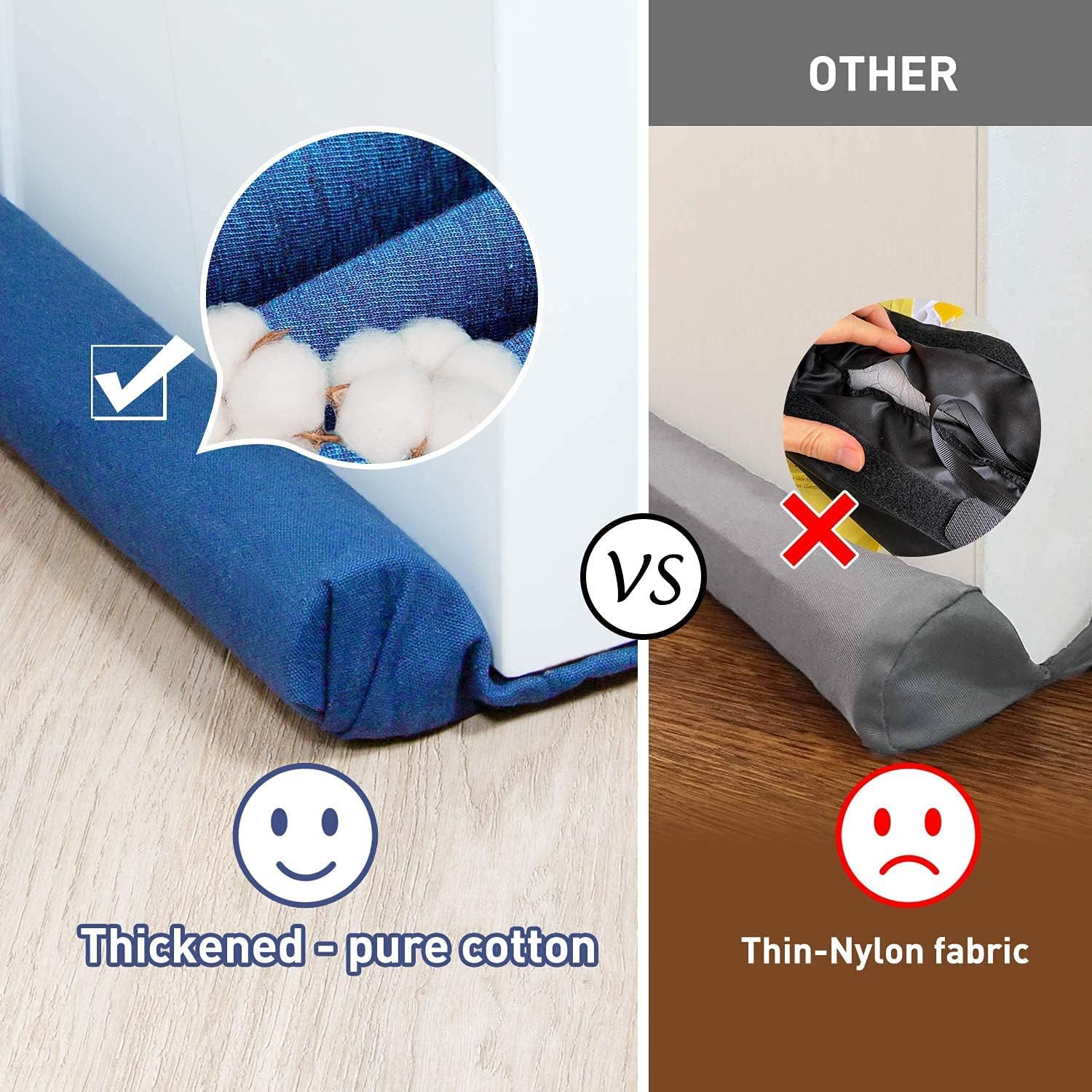 Holikme 2 Pack Twin Door Draft Stopper Adjustable Door Sweeps Noise Blocker Weather Stripping Window Breeze Blocker 34" L White