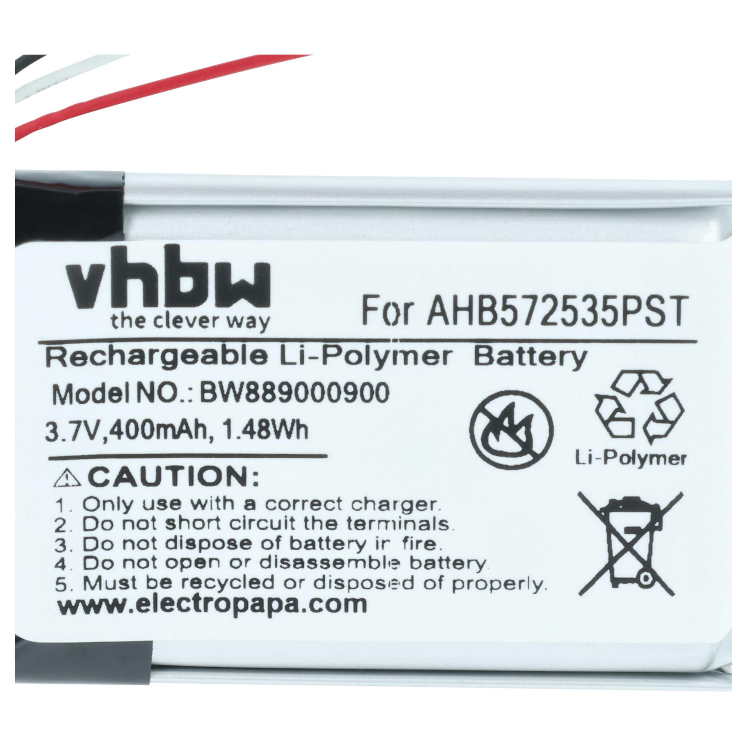 vhbw Akumulator kompatybilny z bezprzewodowymi słuchawkami Jabra Evolve 75 (400 mAh, 3,7 V, litowo-polimerowe)