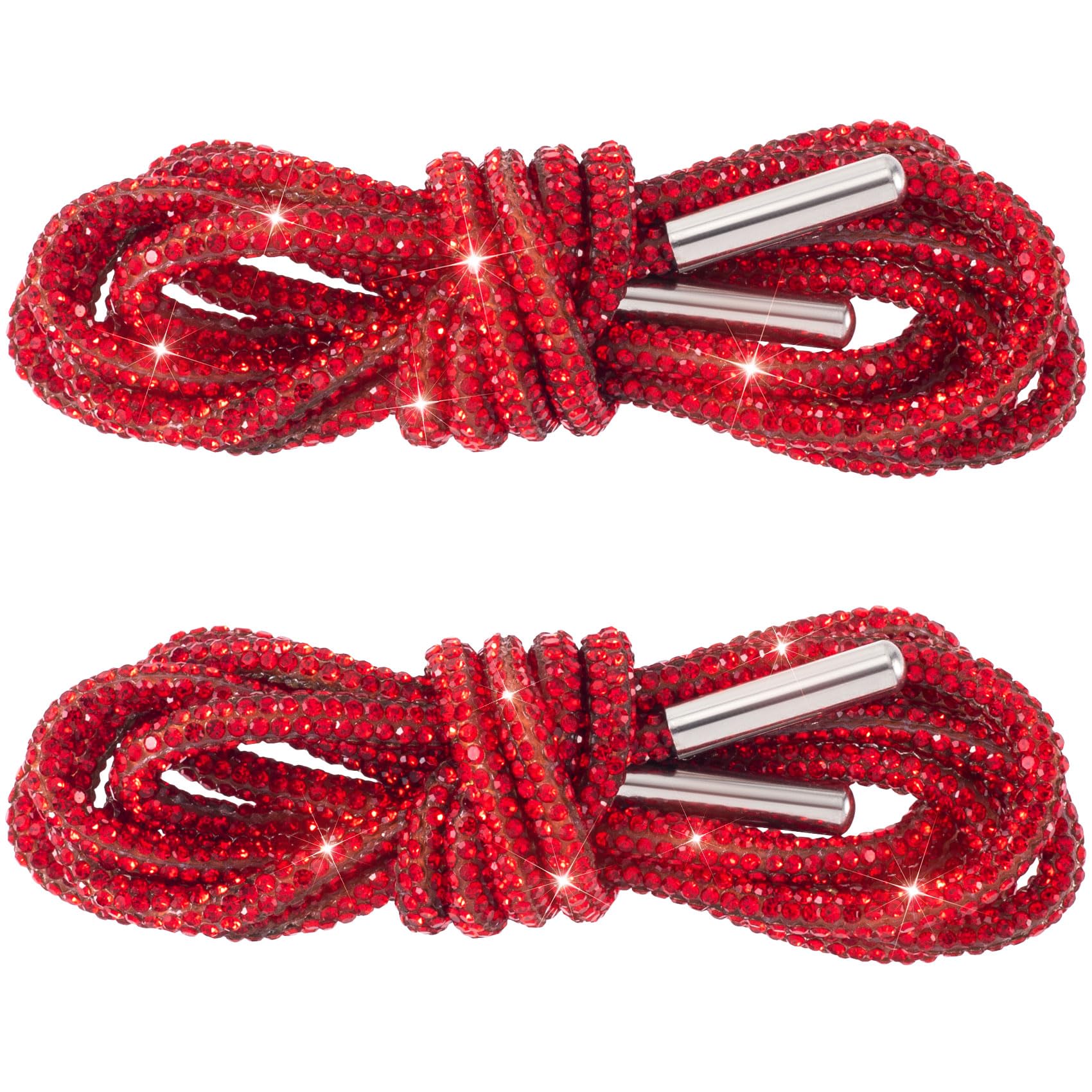 PAGOW 1 Pair Rhinestone Shoe Laces, Round Glitter ShoeLaces for Sneakers, Crystal Bling Diamond Rope Shoe Strings