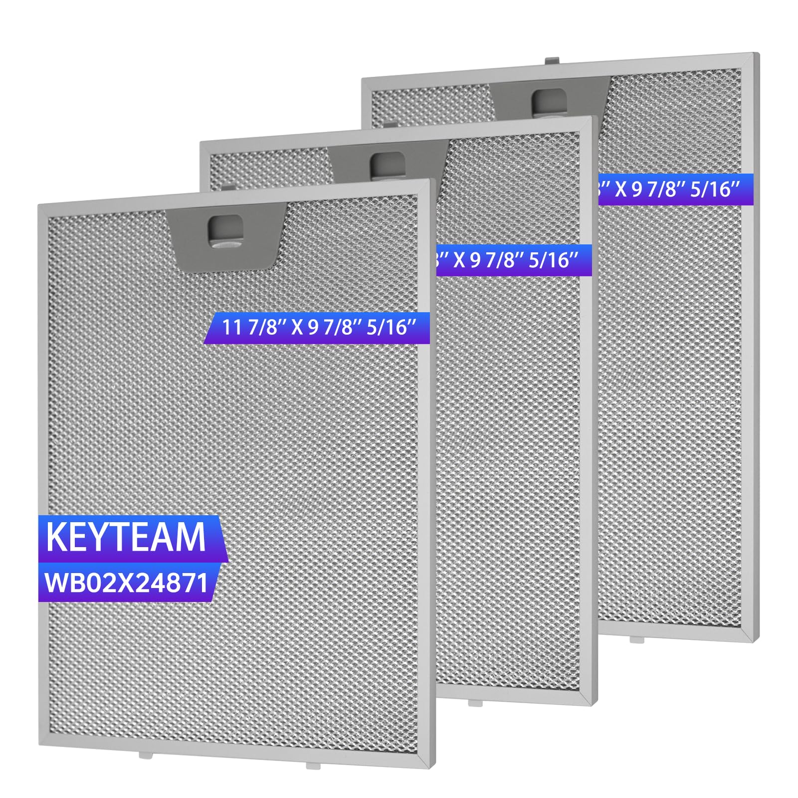 Photo 1 of 3 Pack-GE Range Hood Filter Replacement WB02X24871,(11-7/8"×10-1/5"×5/16" Metal Grease Filters), Compatible with GE JVW5361EJ1ES JVW5361EJ2ES JVW5361SJSS JVW5361BJ1TS