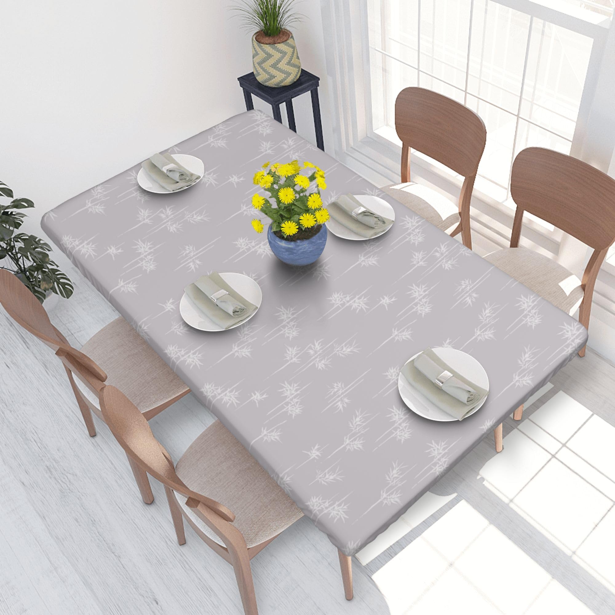 Nappe extensible rectangulaire lavable et protège-table motif tropical