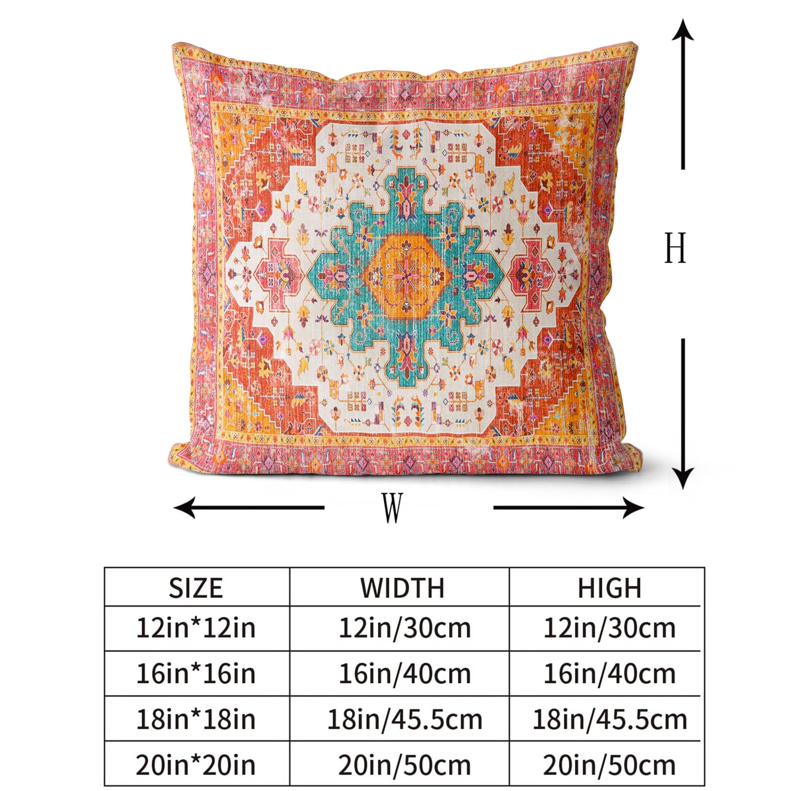 Snylcce Boho Throw Pillow Covers Set of 2, Tangerine Antique & Vintage Design, Double-Sided Pattern - Image 3