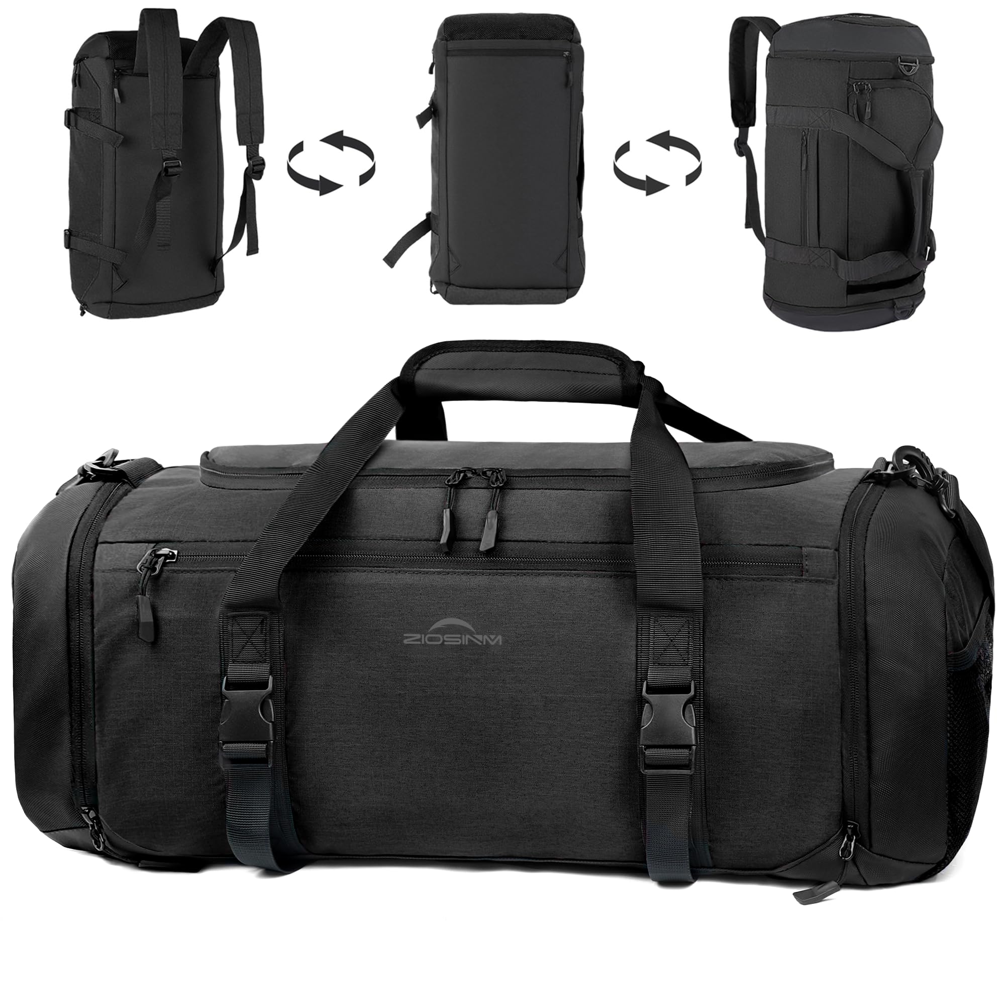 Sac de Sport Homme Femme, Sac de Voyage Homme 36L avec Compartiment Chaussures, Compartiment pour Articles Humides et Isolation Thermique, Sacs a Dos Voyage pour Gym, Camping (Noir)