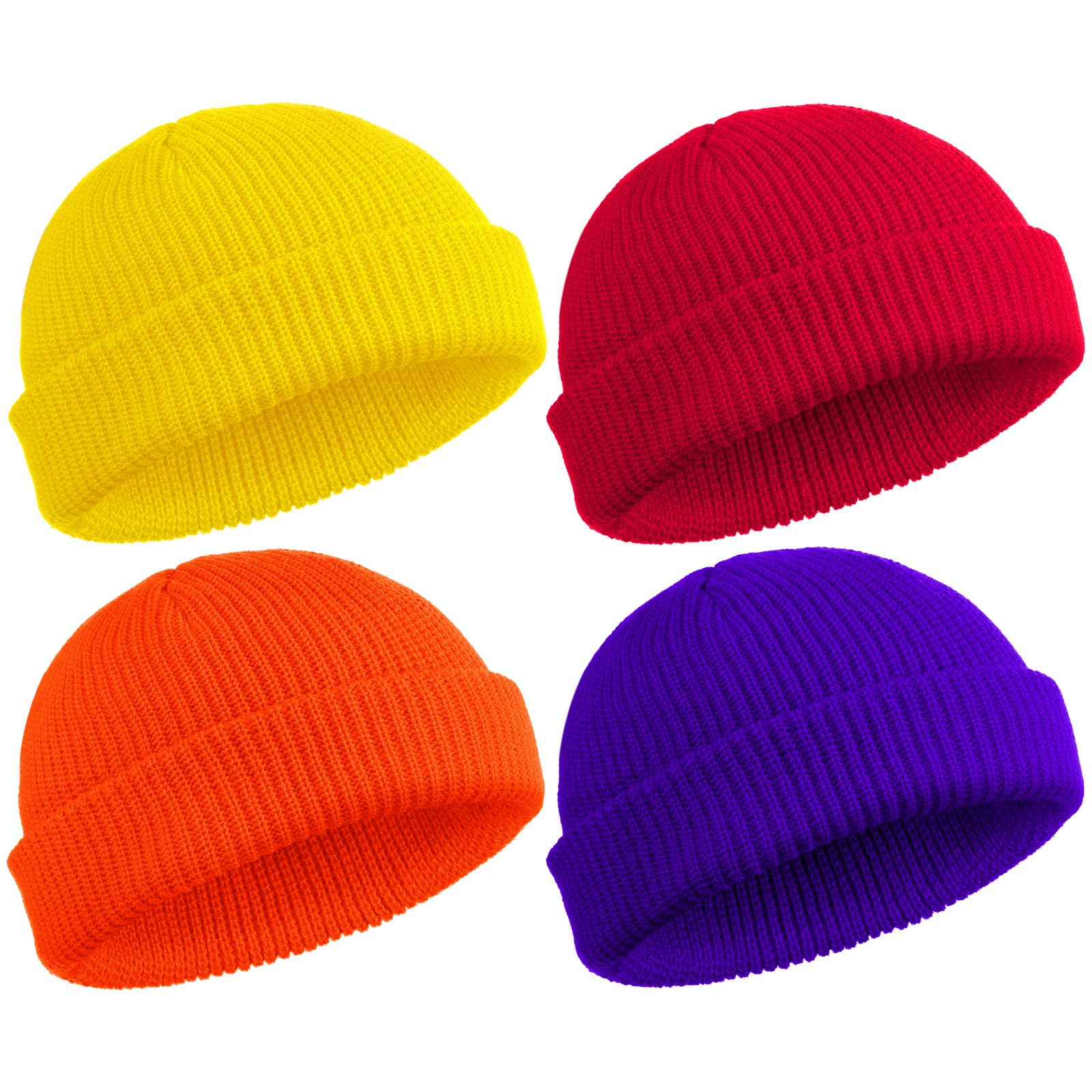 SATINIOR4 Pieces Trawler Beanie Watch Hat Roll up Edge Skullcap Fisherman Beanie Unisex