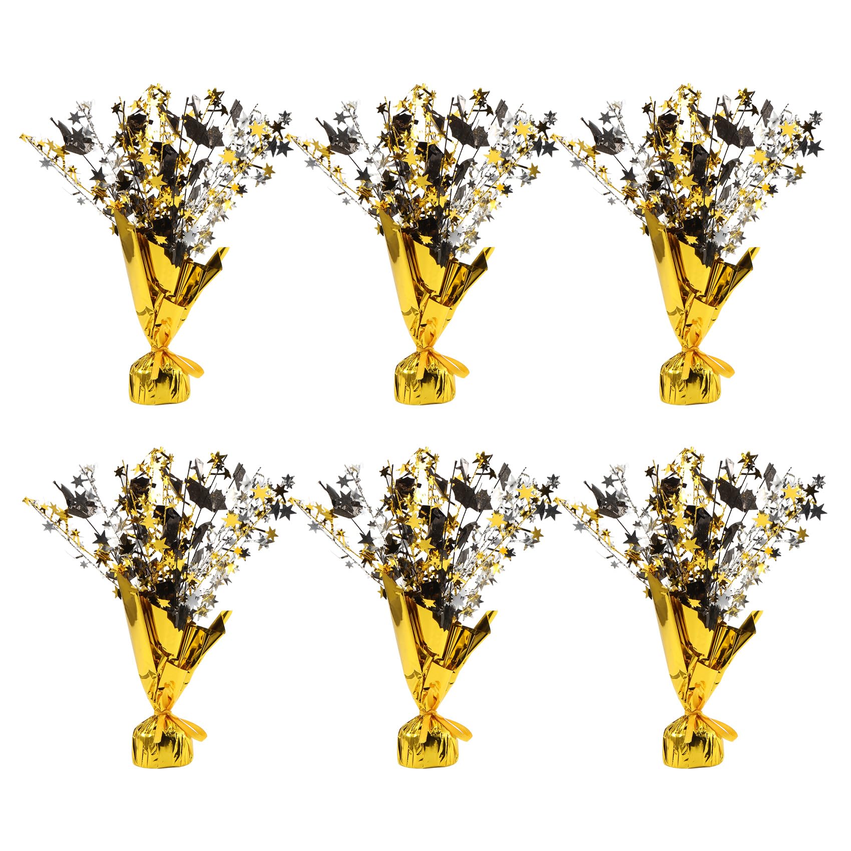Povxlum 6 Pcs Metallic Foil Centerpiece Party Graduation Centerpieces Star Table Decoration Burst Metallic Table Centerpieces for Birthday Party Season Holiday