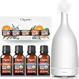 Organic Essential Oils Set (Top 5-15ML) + White Ceramic Diffuser