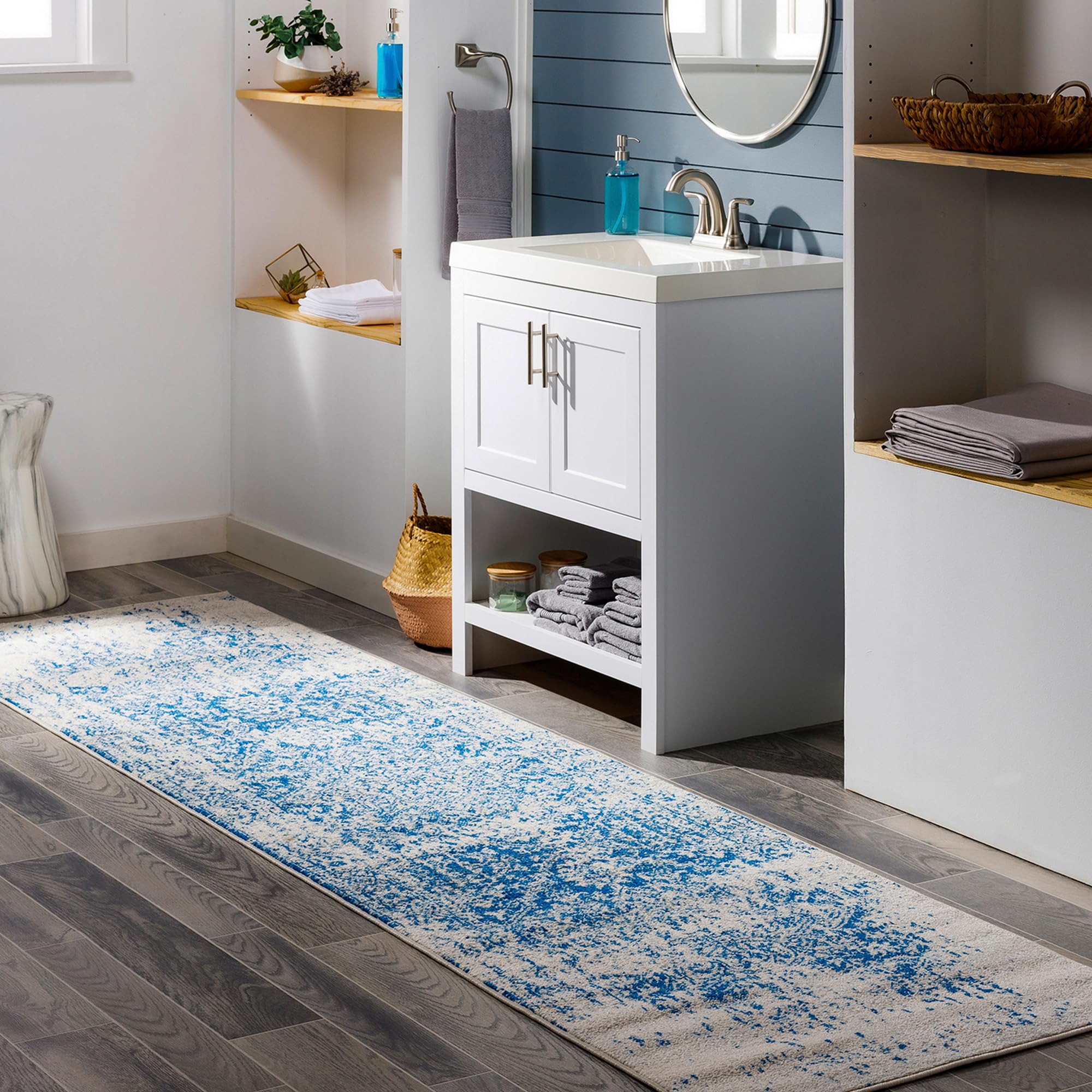 JULIETTE Vintage Oriental Boho Area Rug - Grey, White - 140 x 200 cm - 100% Polypropylene