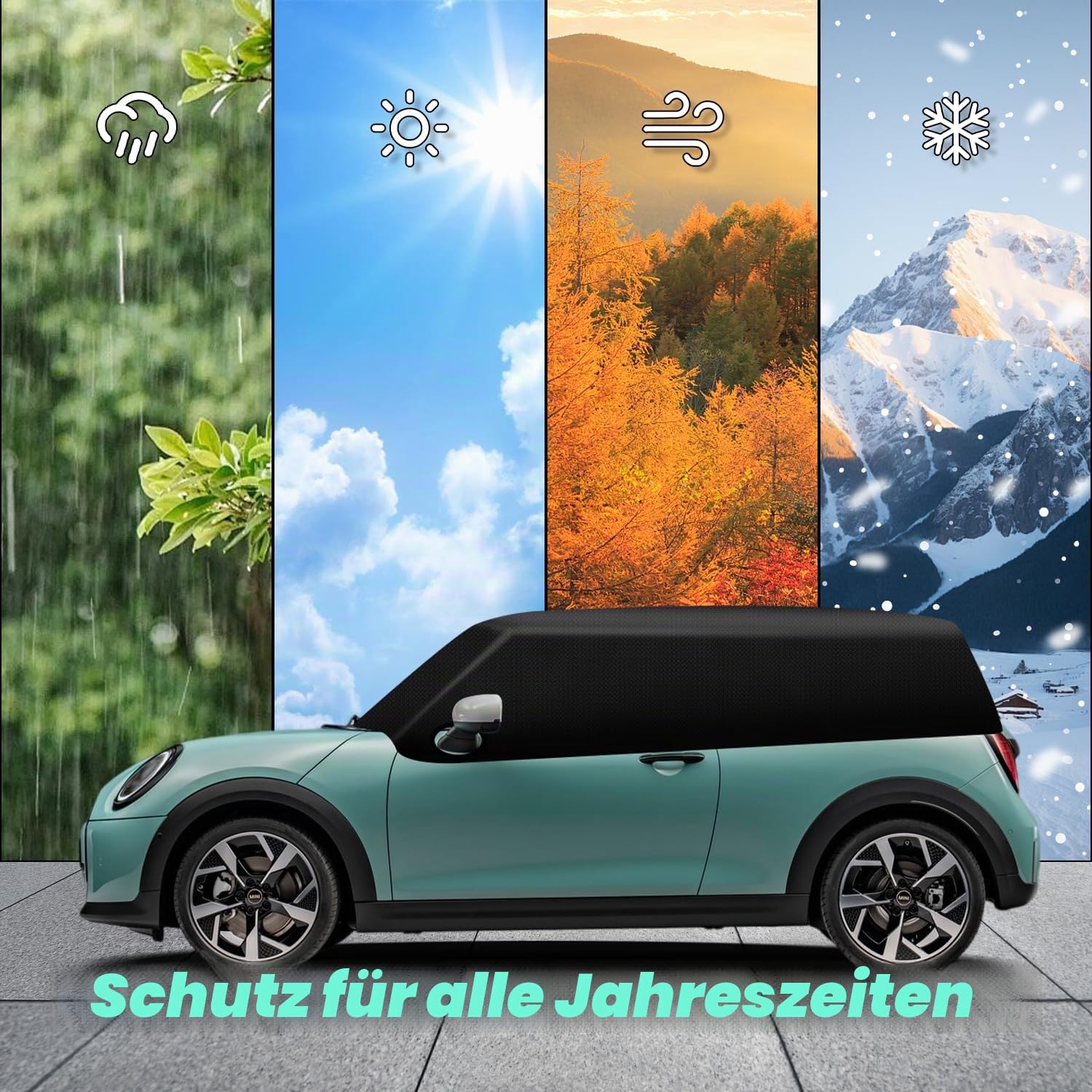 BMW Mini Cooper Cabrio R52 R57 F57 Halbgarage 600D Oxford-Gewebe Soft-Top-Dachschutzabdeckung Wetterfest 2005-2023