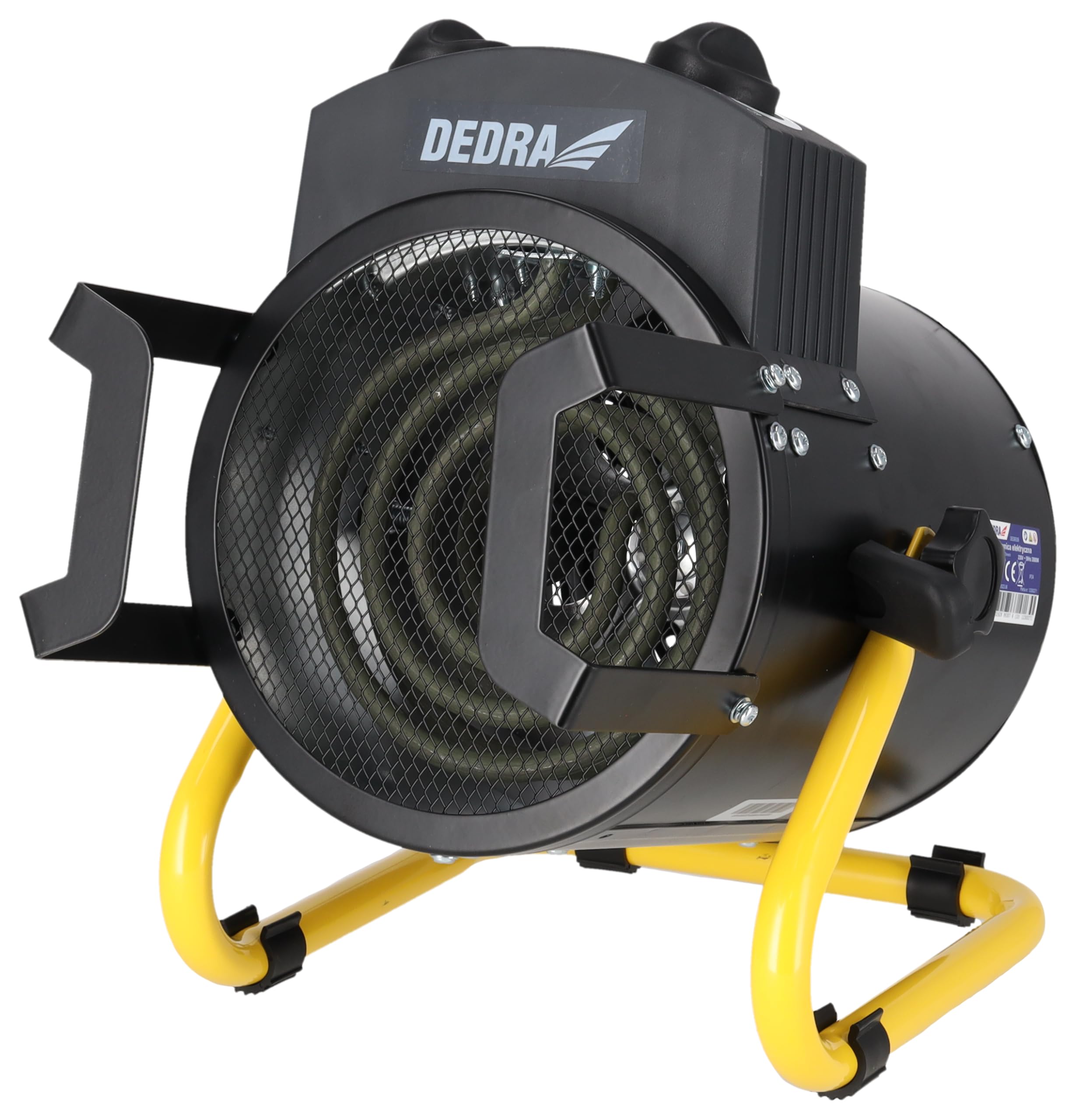 DEDRA Canon à Chaleur Électrique 2 kW (2000W) – Chauffage d'Appoint Portable 230V – Souffleur à Air Chaud pour Garage, Cave, Atelier – Thermostat, 3 Modes (Rond Noir DED9930B)