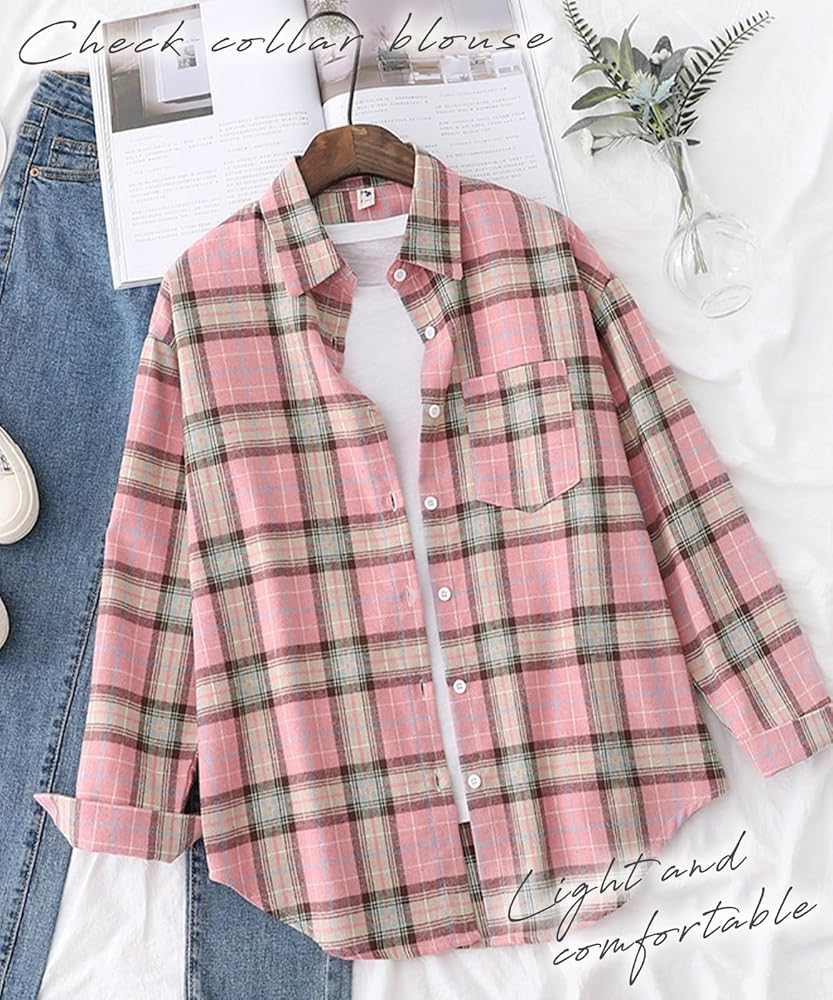 Amazon | [J.STORE] チェック 柄 ソフトタッチ シャツ 春 夏