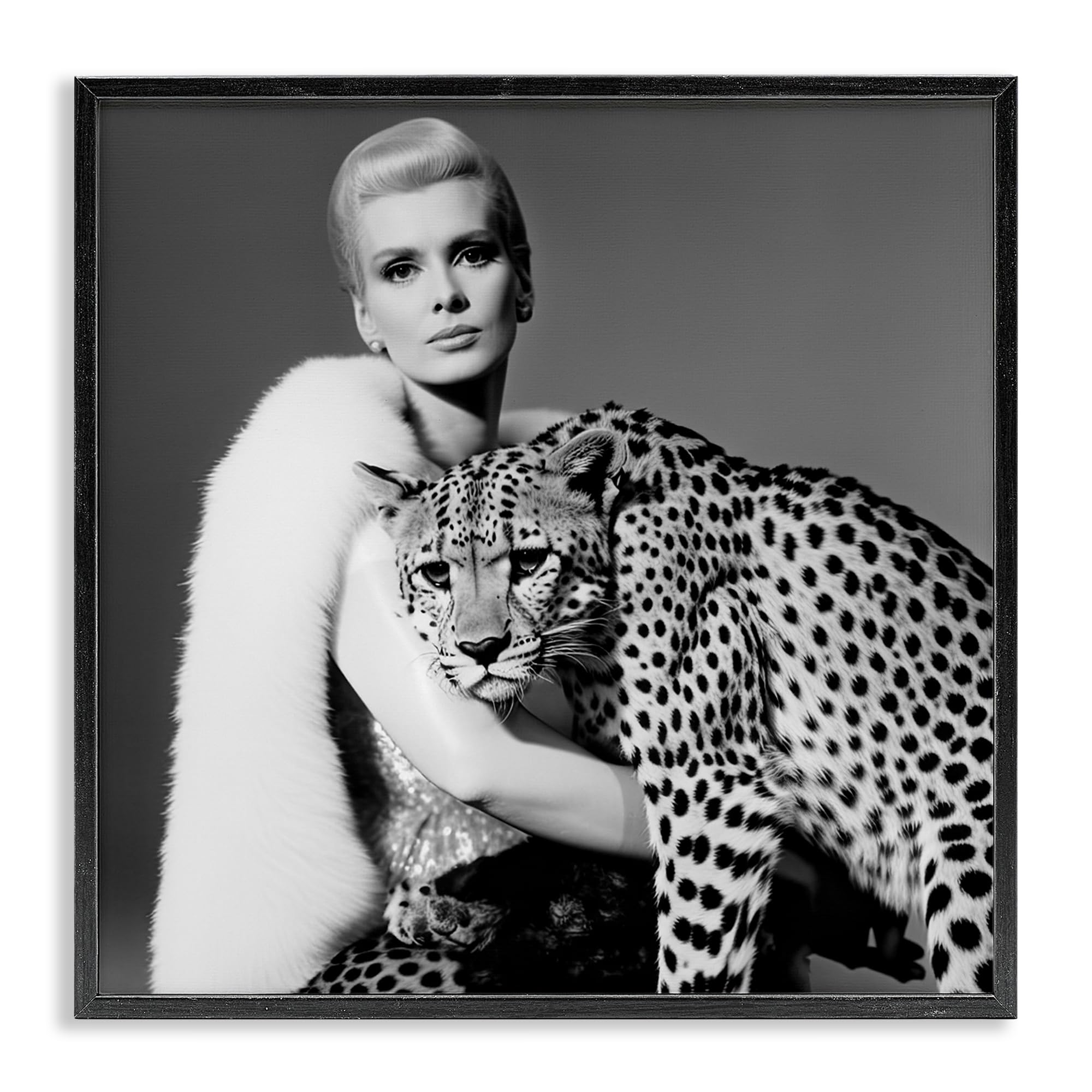 Stupell Industries Cat Woman Cheetah Portrait White Framed Giclee Art, design by Sasha, 24 x 24
