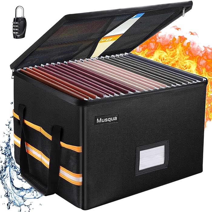 Buy Fireproof Document Box Collapsible File Organizer Box with Lock